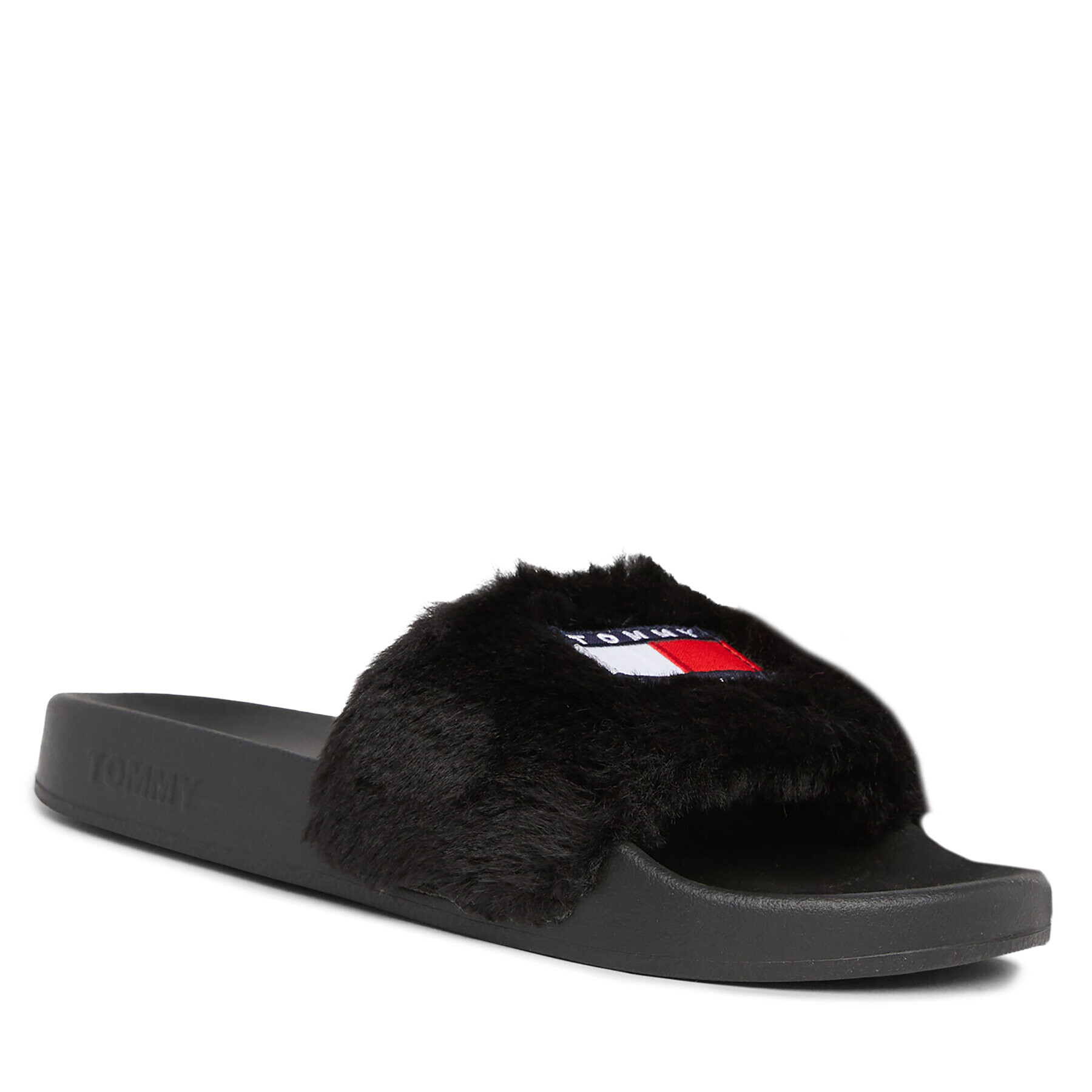 Tommy Jeans Șlapi Tjw Fur Pool Slide EN0EN02410 Negru - Pled.ro