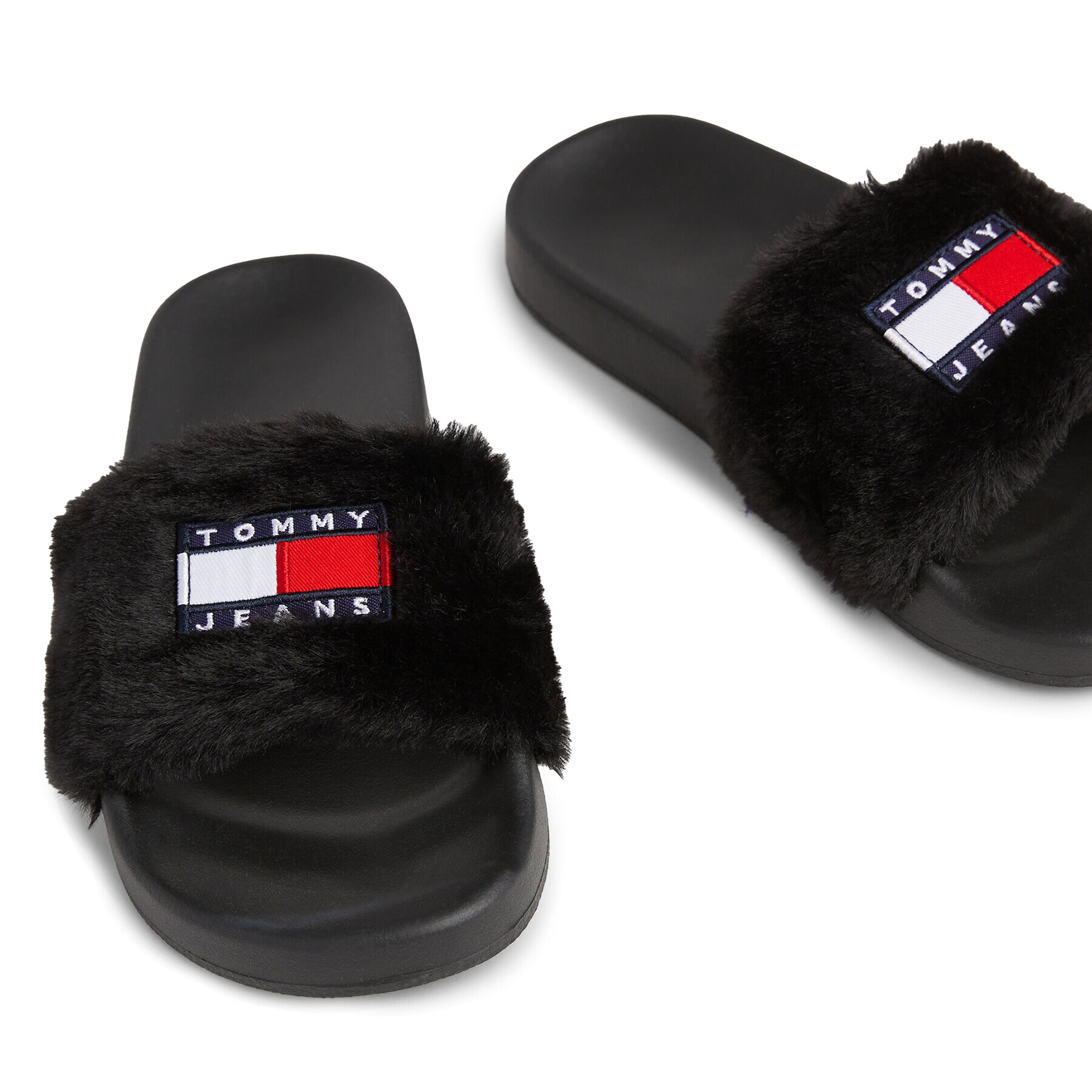 Tommy Jeans Șlapi Tjw Fur Pool Slide EN0EN02410 Negru - Pled.ro