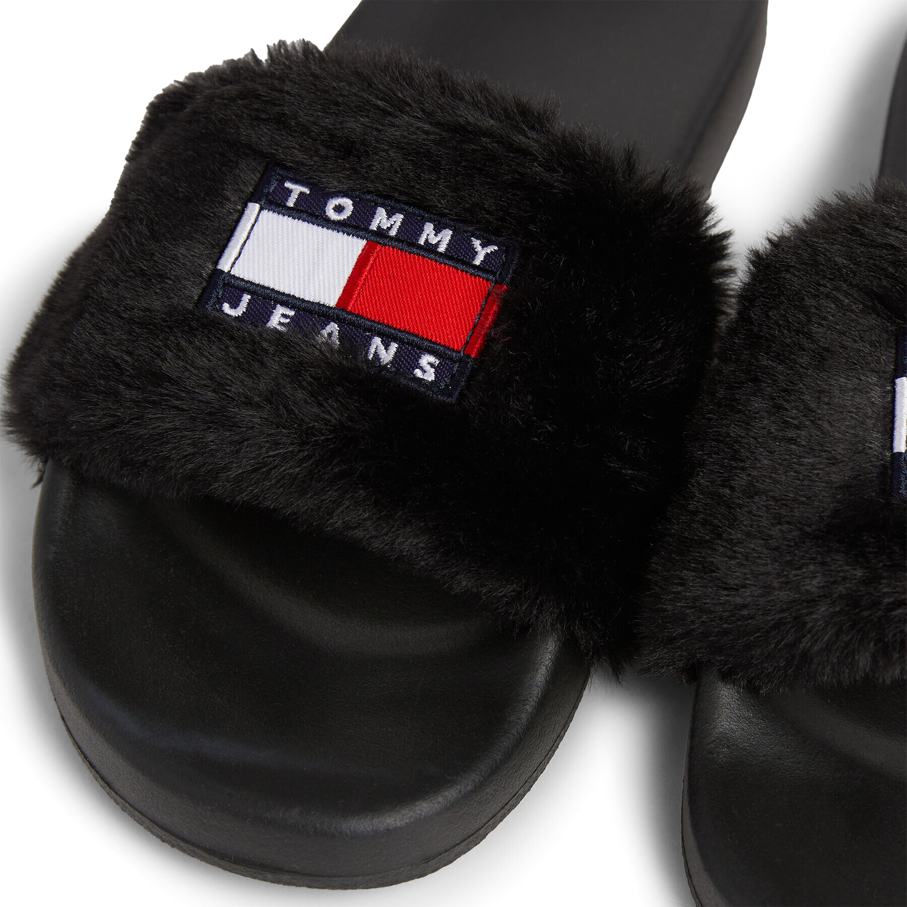 Tommy Jeans Șlapi Tjw Fur Pool Slide EN0EN02410 Negru - Pled.ro