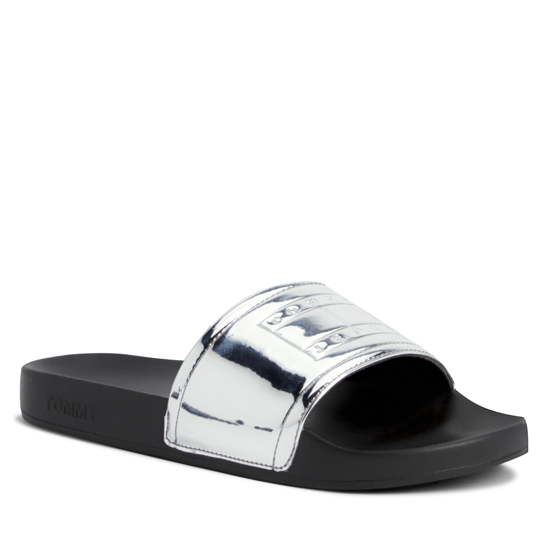 Tommy Jeans Șlapi Tjw Pool Slide Metallic EN0EN02344 Negru - Pled.ro