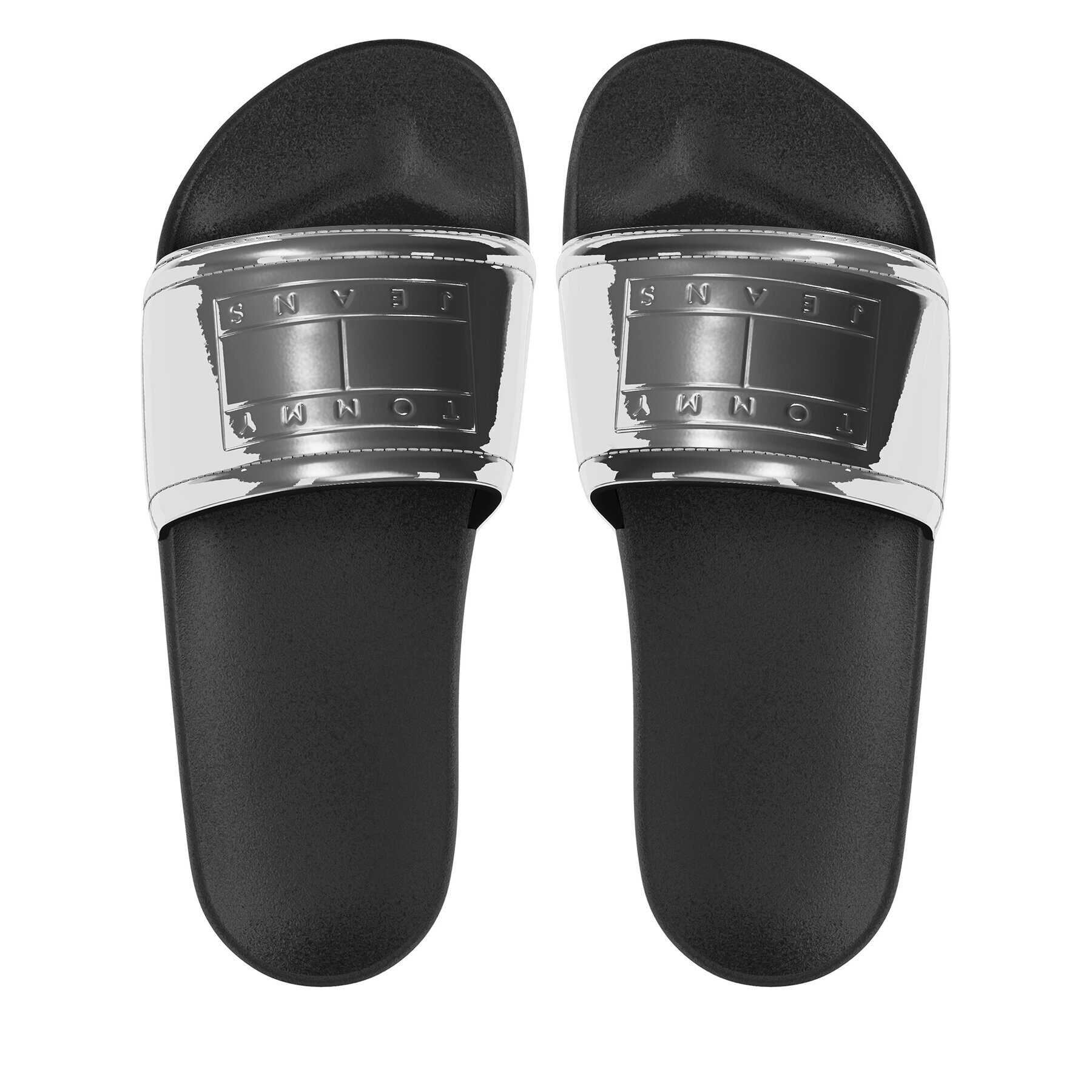 Tommy Jeans Șlapi Tjw Pool Slide Metallic EN0EN02344 Negru - Pled.ro