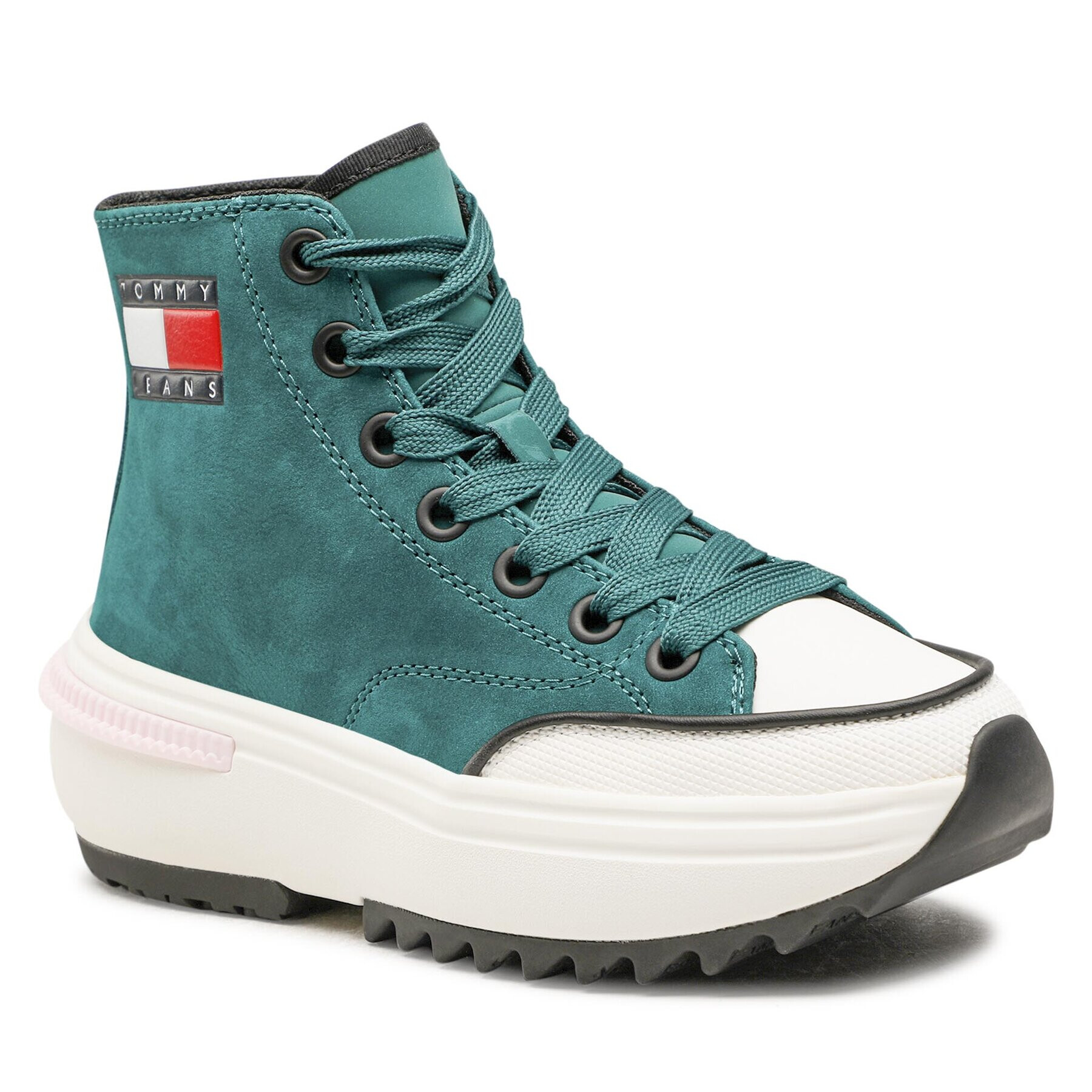 Tommy Jeans Sneakers Nubuck Mid Run Cleat EN0EN01982 Verde - Pled.ro