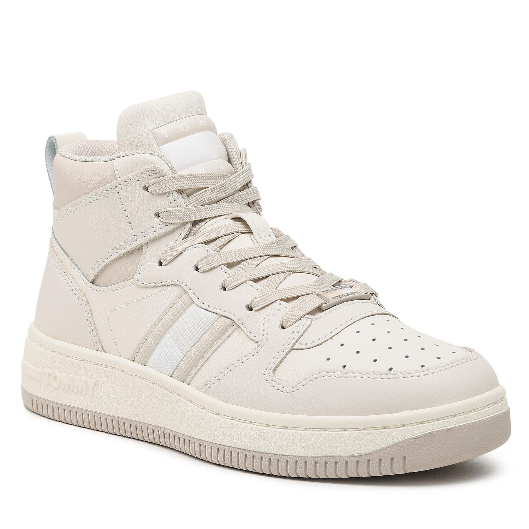 Tommy Jeans Sneakers Tjw Retro Basket Mc Leather Mix EN0EN02205 Bej - Pled.ro