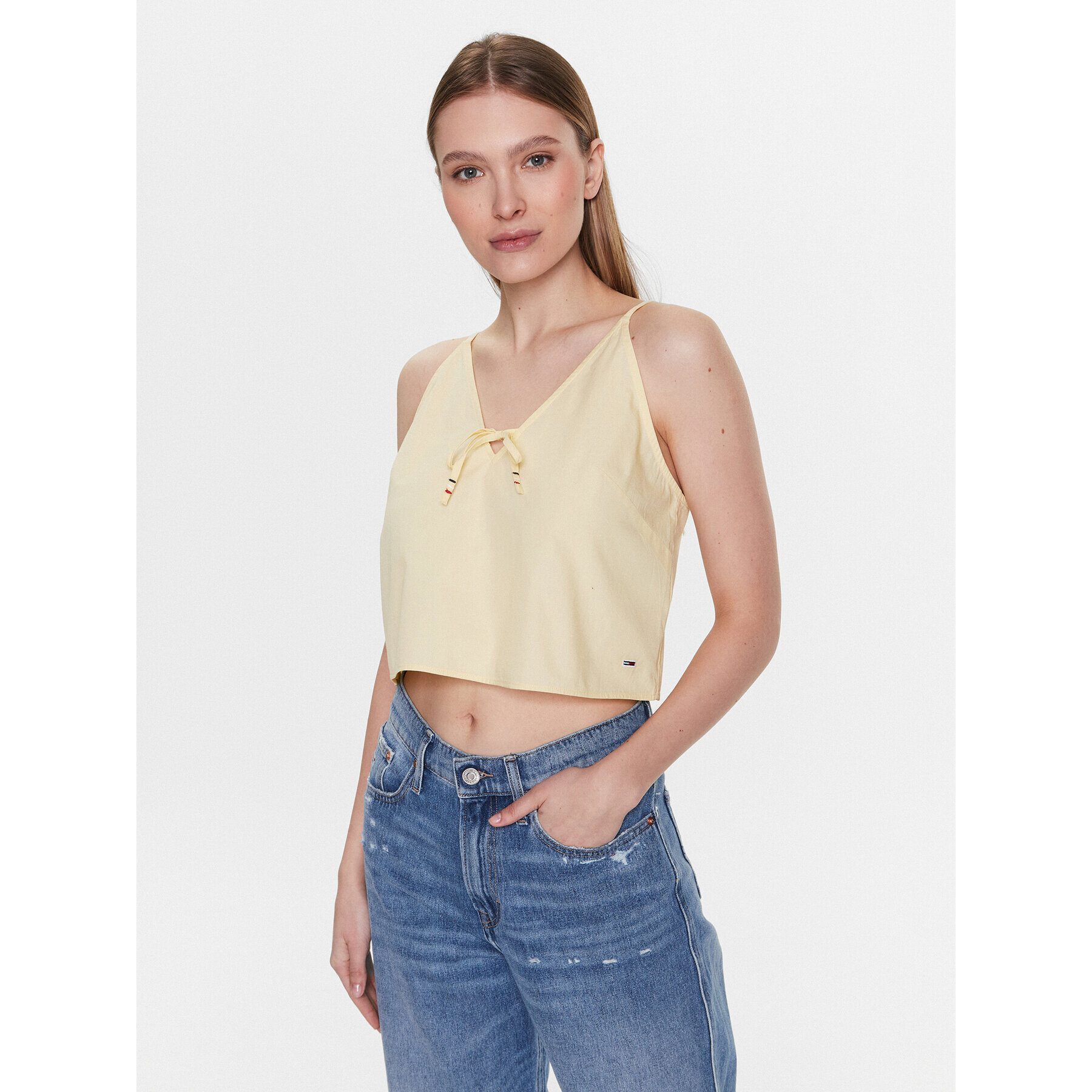 Tommy Jeans Top DW0DW15200 Galben Regular Fit - Pled.ro