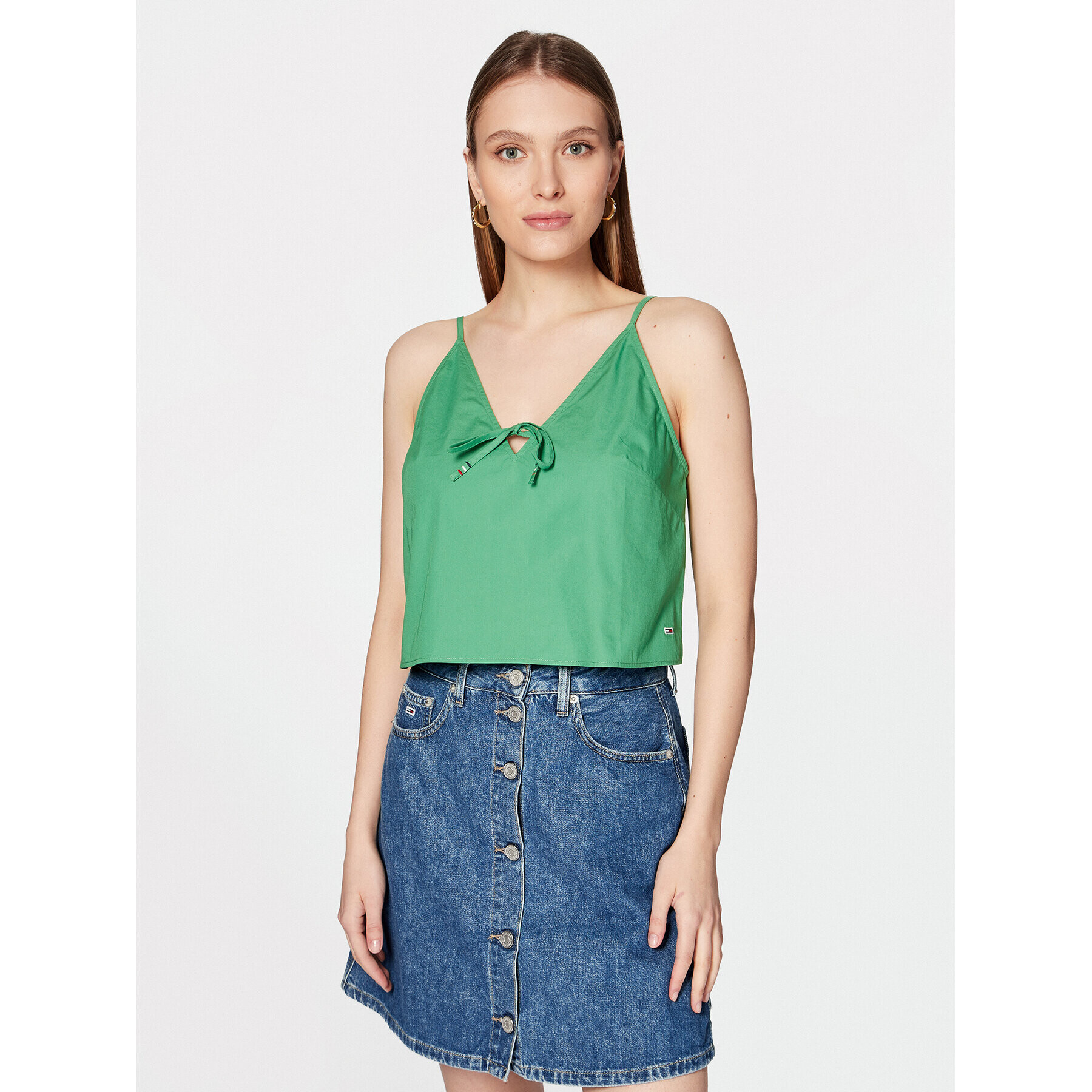 Tommy Jeans Top DW0DW15200 Verde Regular Fit - Pled.ro