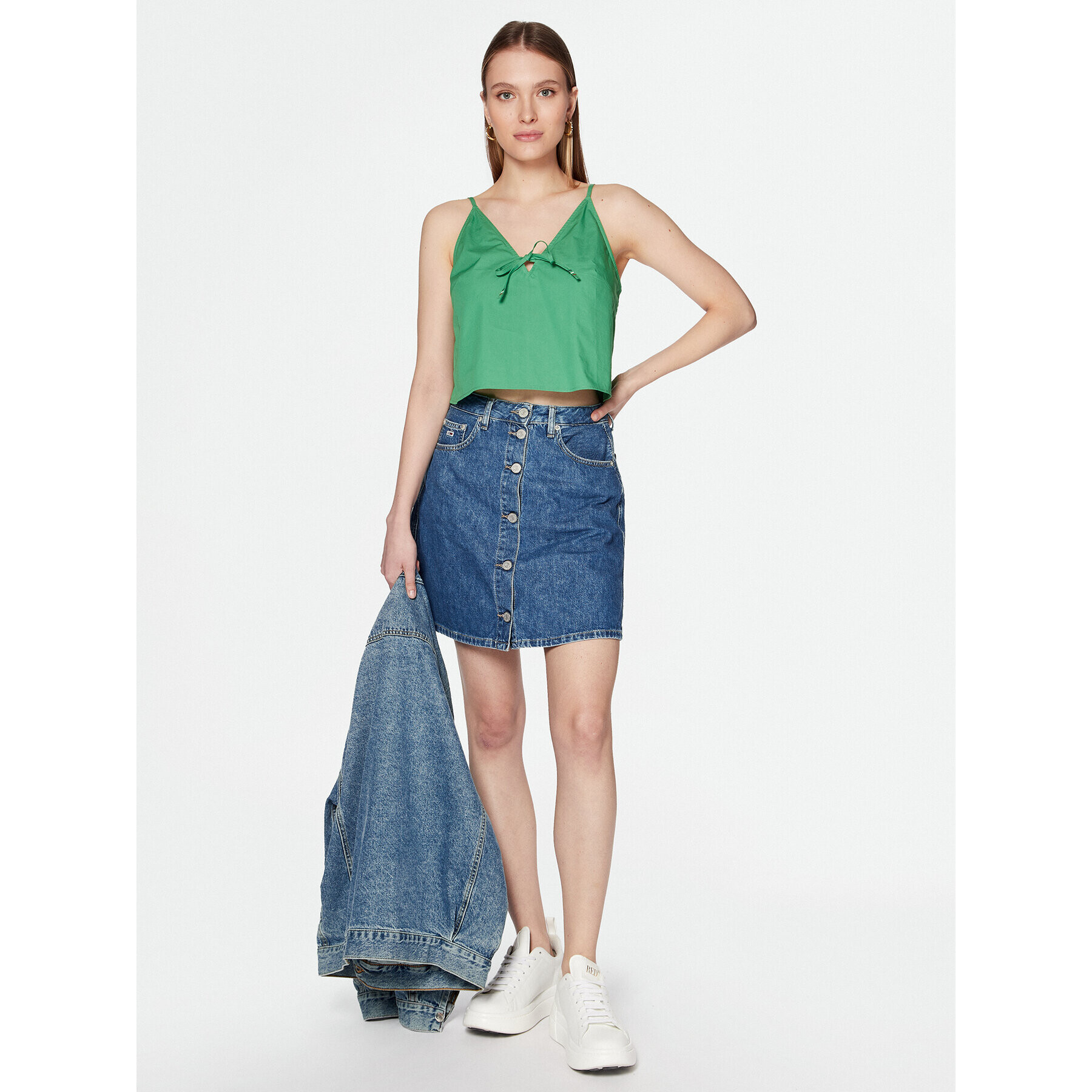 Tommy Jeans Top DW0DW15200 Verde Regular Fit - Pled.ro