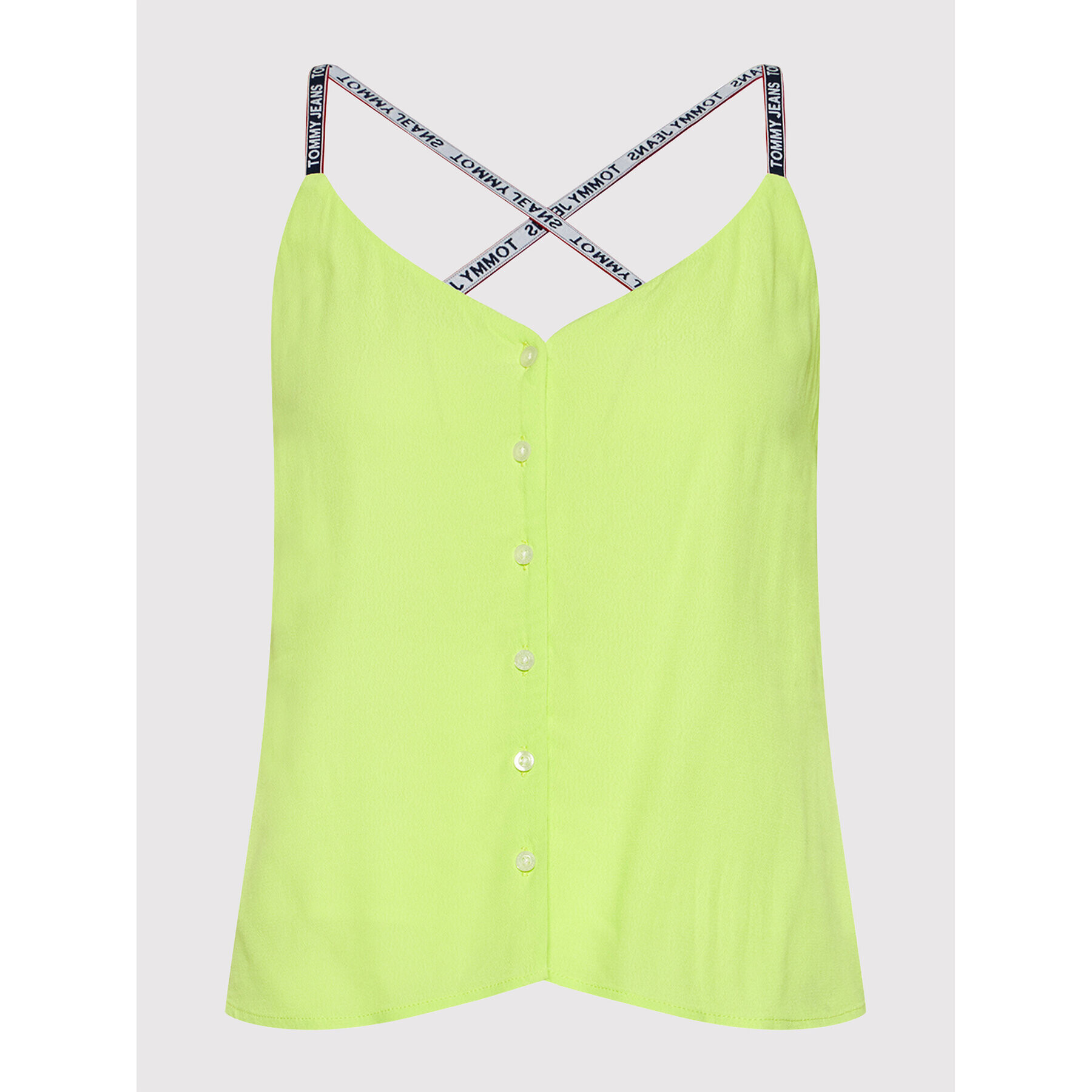 Tommy Jeans Top Tjw Cami Button DW0DW09762 Verde Regular Fit - Pled.ro