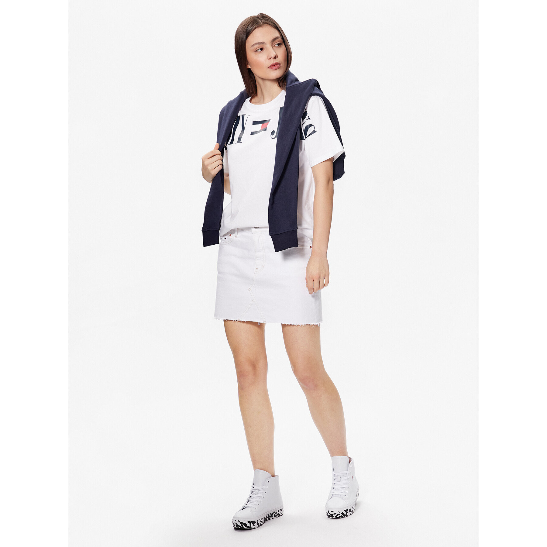 Tommy Jeans Tricou Archive DW0DW15459 Alb Oversize - Pled.ro