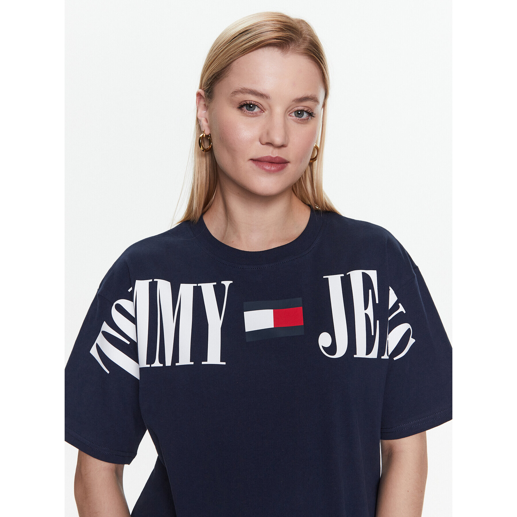 Tommy Jeans Tricou Archive DW0DW15459 Bleumarin Oversize - Pled.ro