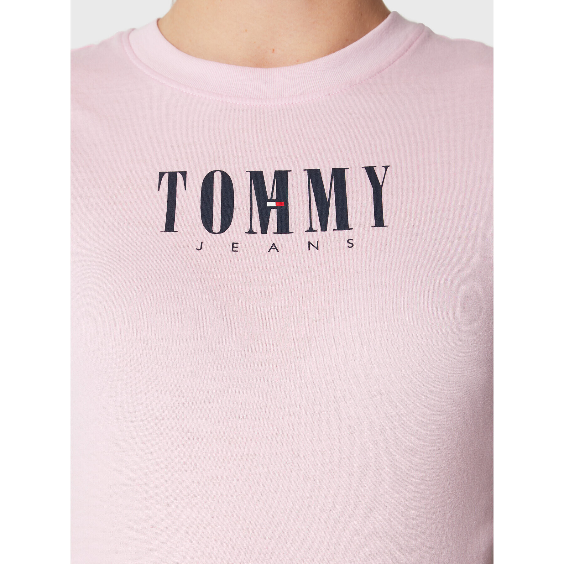 Tommy Jeans Tricou Baby Essential Logo DW0DW14378 Roz Slim Fit - Pled.ro