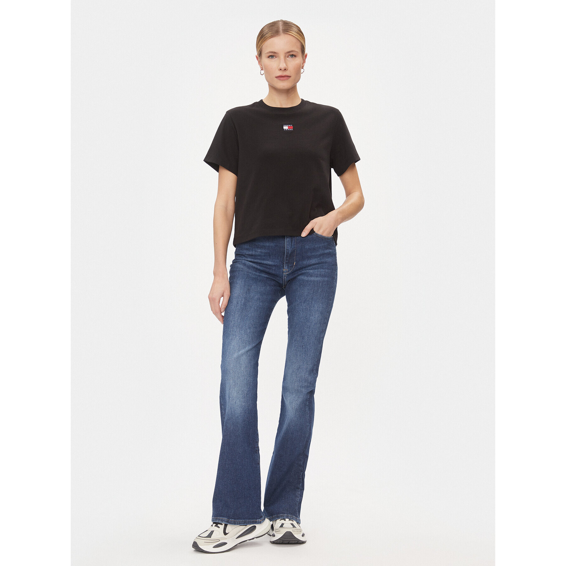 Tommy Jeans Tricou Badge DW0DW17391 Negru Boxy Fit - Pled.ro