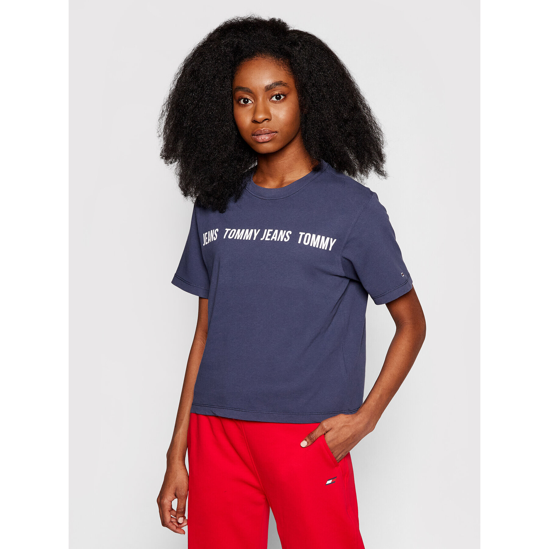 Tommy Jeans Tricou Bxy Crop DW0DW10147 Bleumarin Regular Fit - Pled.ro