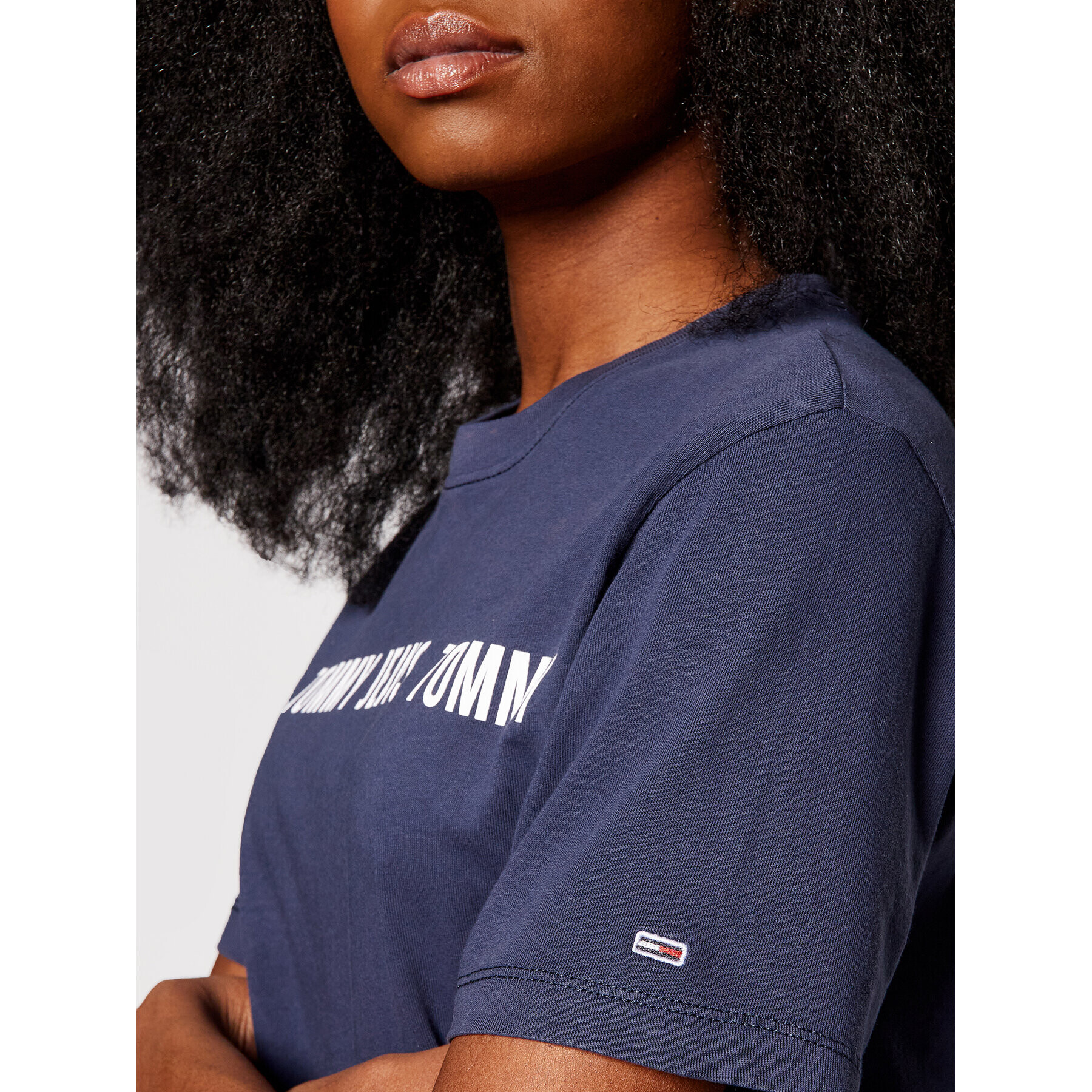 Tommy Jeans Tricou Bxy Crop DW0DW10147 Bleumarin Regular Fit - Pled.ro