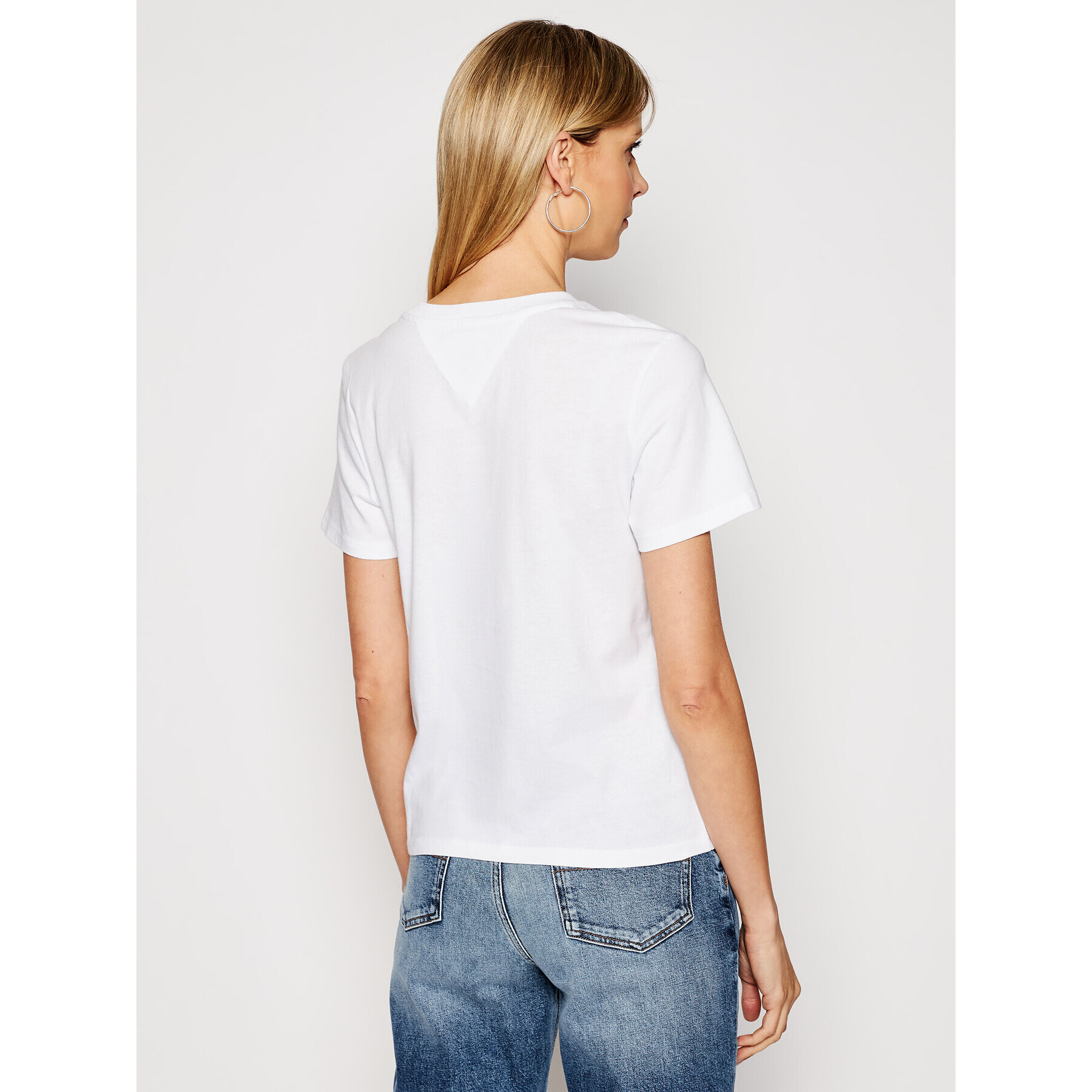 Tommy Jeans Tricou C Neck DW0DW09198 Alb Regular Fit - Pled.ro