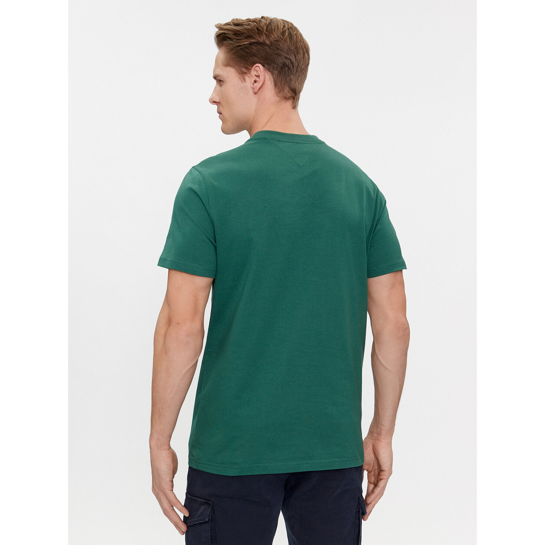 Tommy Jeans Tricou Classic DM0DM09598 Verde Regular Fit - Pled.ro