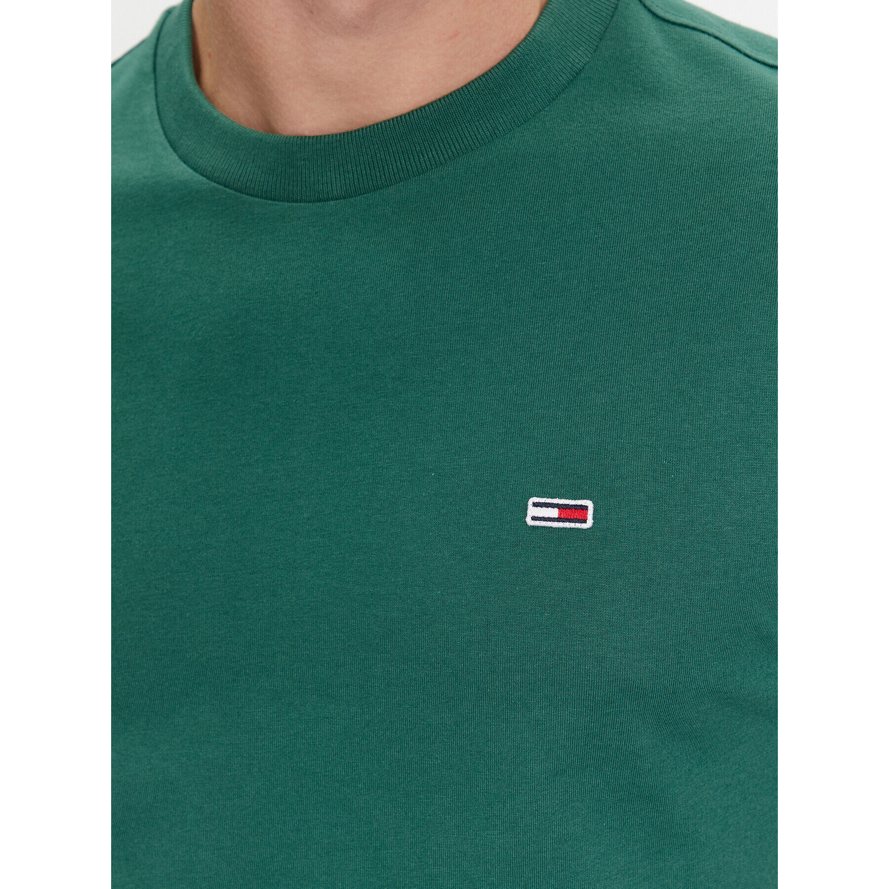 Tommy Jeans Tricou Classic DM0DM09598 Verde Regular Fit - Pled.ro