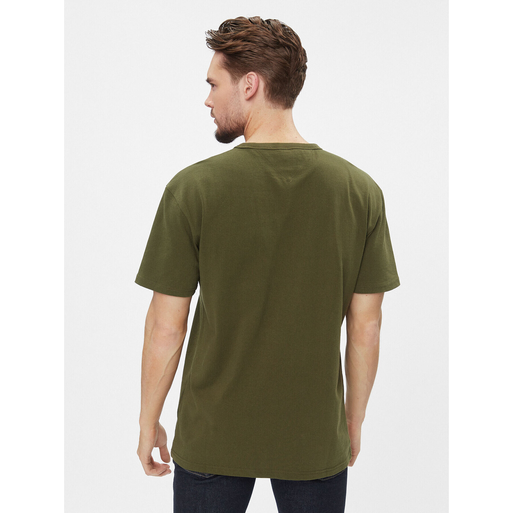 Tommy Jeans Tricou Classic Xs Badge DM0DM17870 Verde Classic Fit - Pled.ro