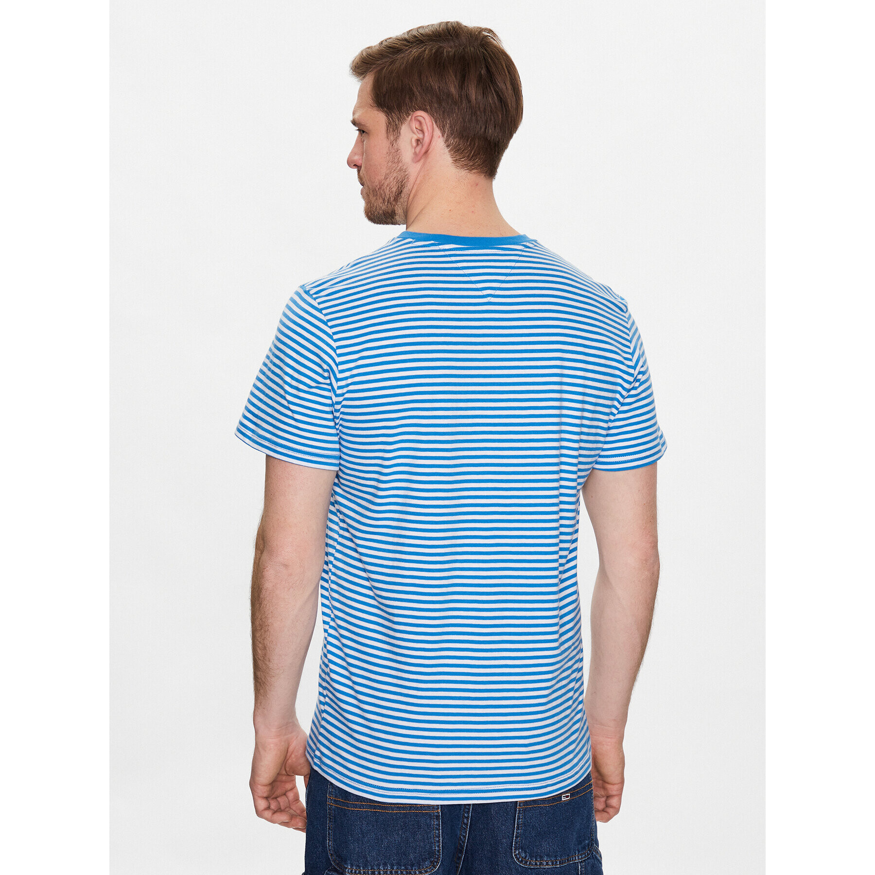 Tommy Jeans Tricou Classics Stripe DM0DM05515 Albastru Regular Fit - Pled.ro