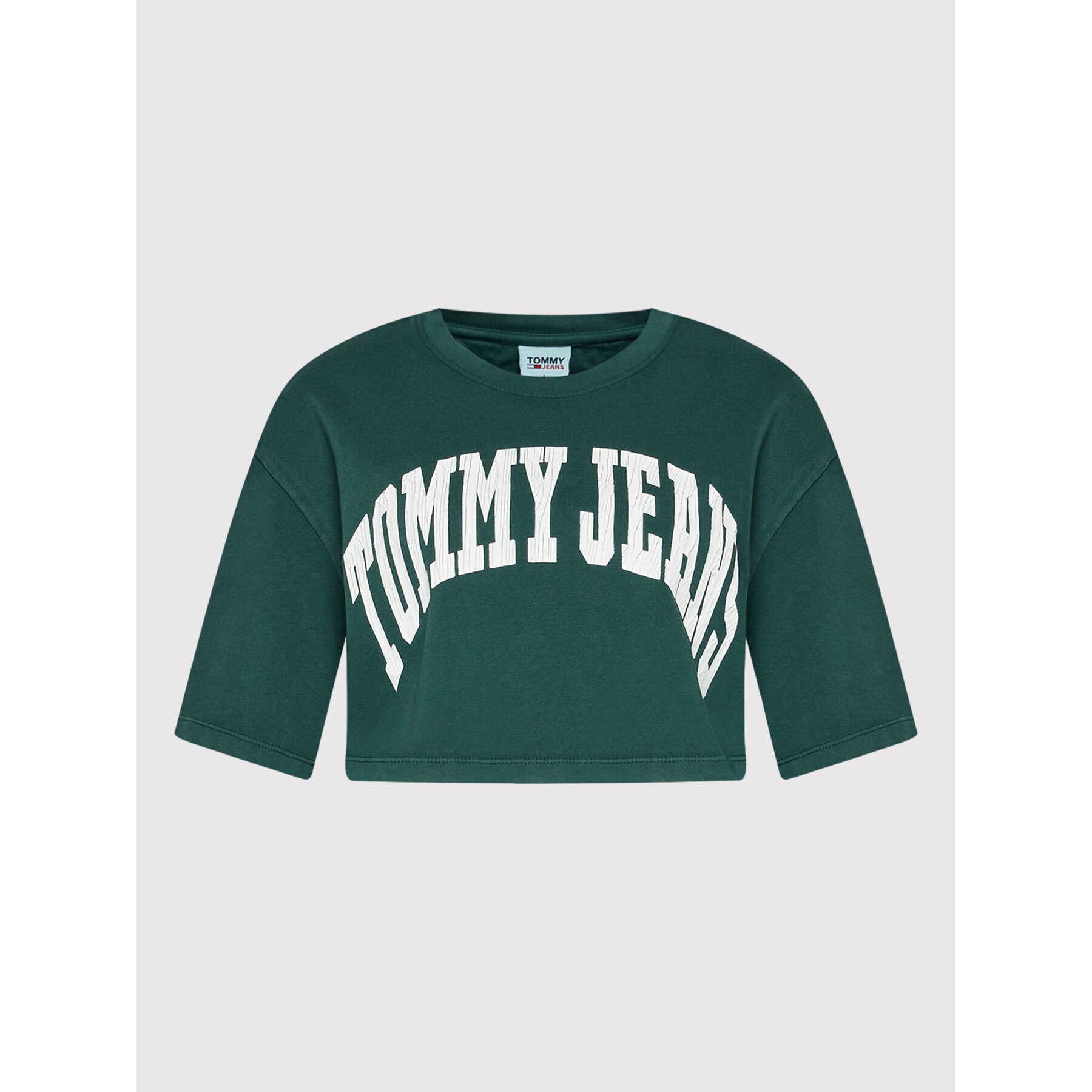 Tommy Jeans Tricou College DW0DW12835 Verde Oversize - Pled.ro