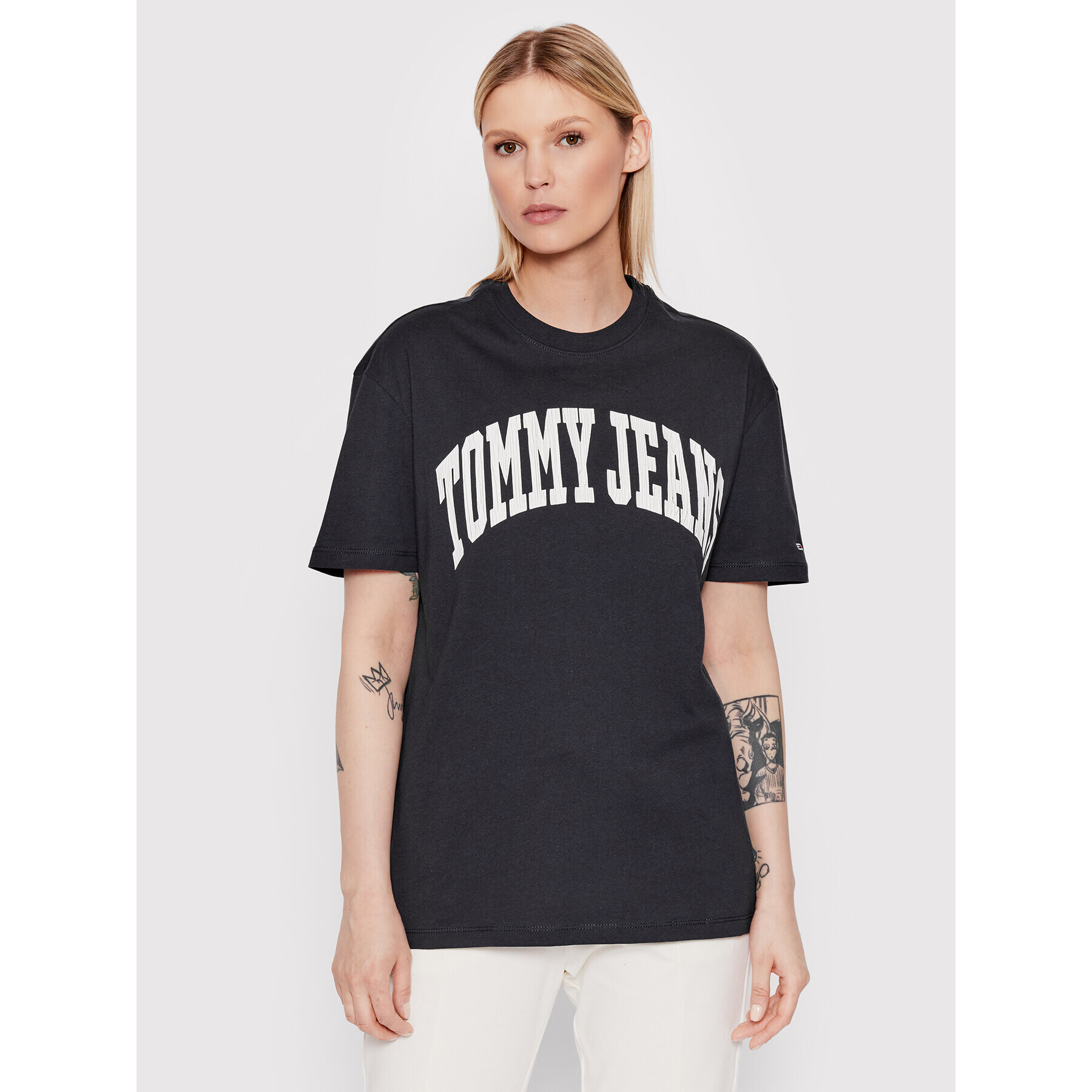 Tommy Jeans Tricou College DW0DW13005 Bleumarin Boyfriend Fit - Pled.ro