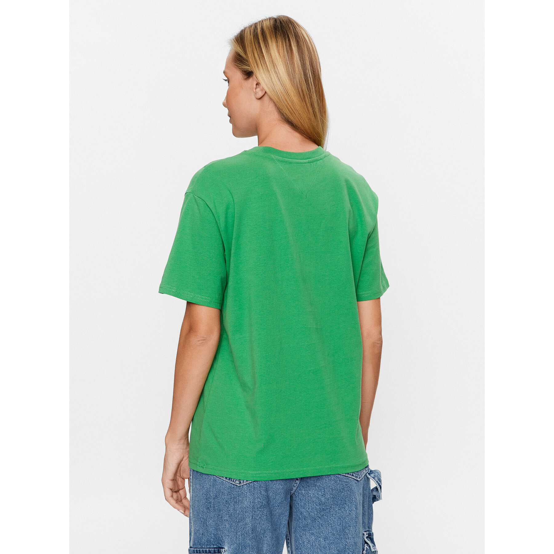 Tommy Jeans Tricou College DW0DW16151 Verde Relaxed Fit - Pled.ro