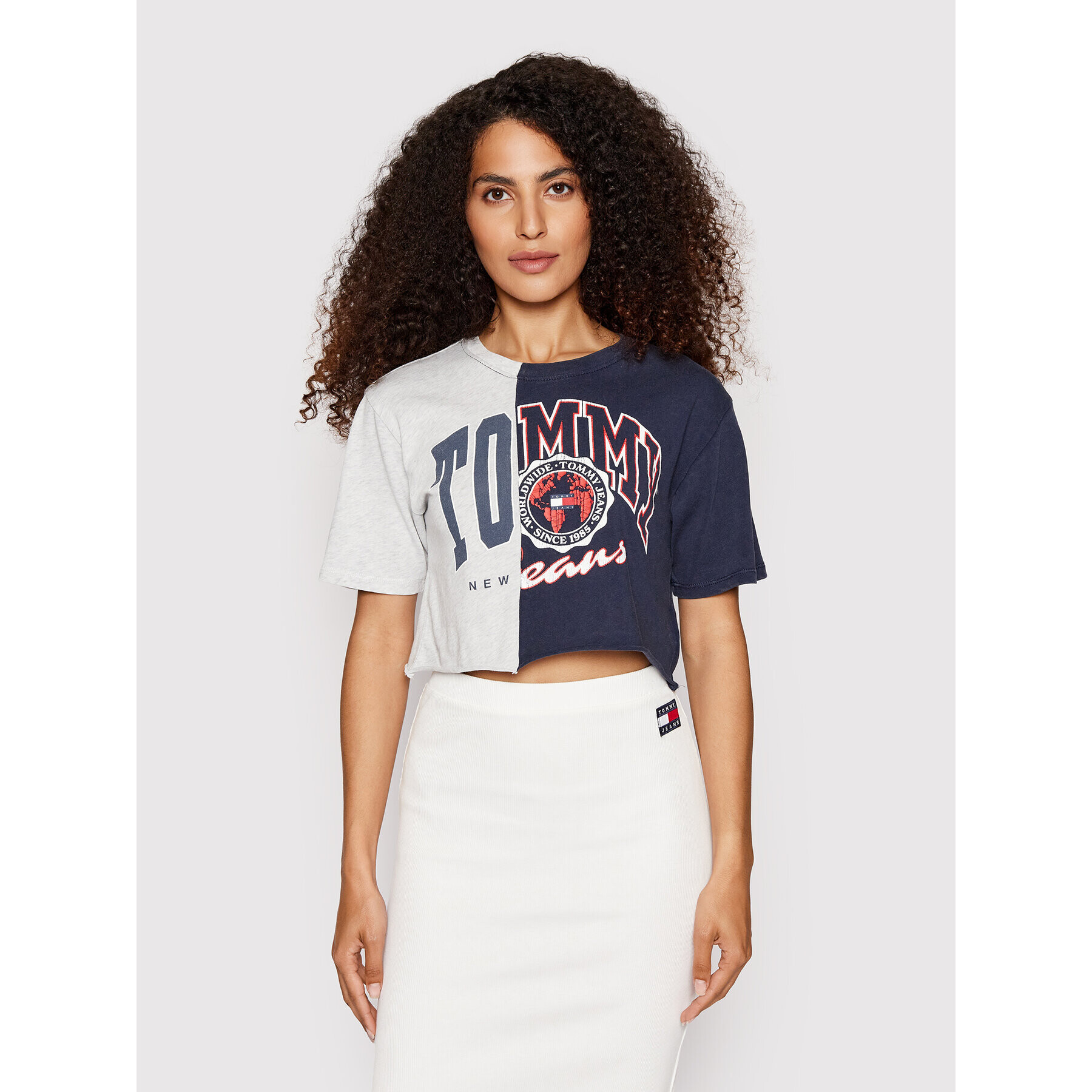 Tommy Jeans Tricou College Splicing DW0DW12826 Colorat Boxy Fit - Pled.ro