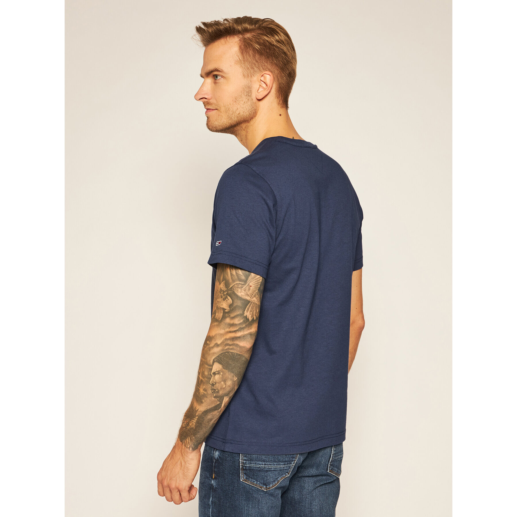 Tommy Jeans Tricou Corp Logo C Neck DM0DM09588 Bleumarin Regular Fit - Pled.ro