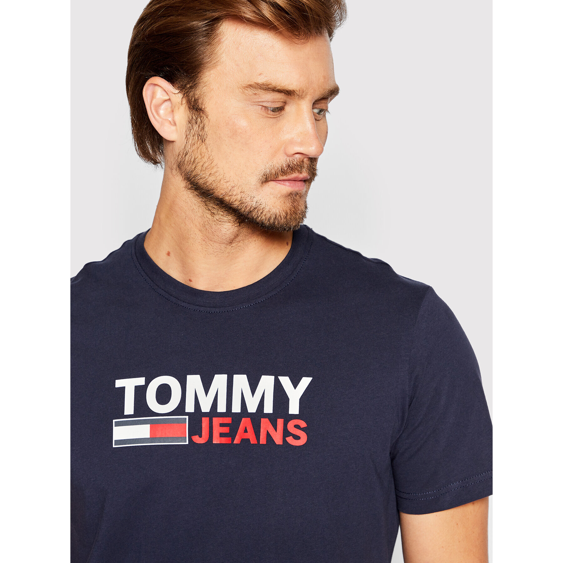 Tommy Jeans Tricou Corp Logo DM0DM15379 Bleumarin Regular Fit - Pled.ro