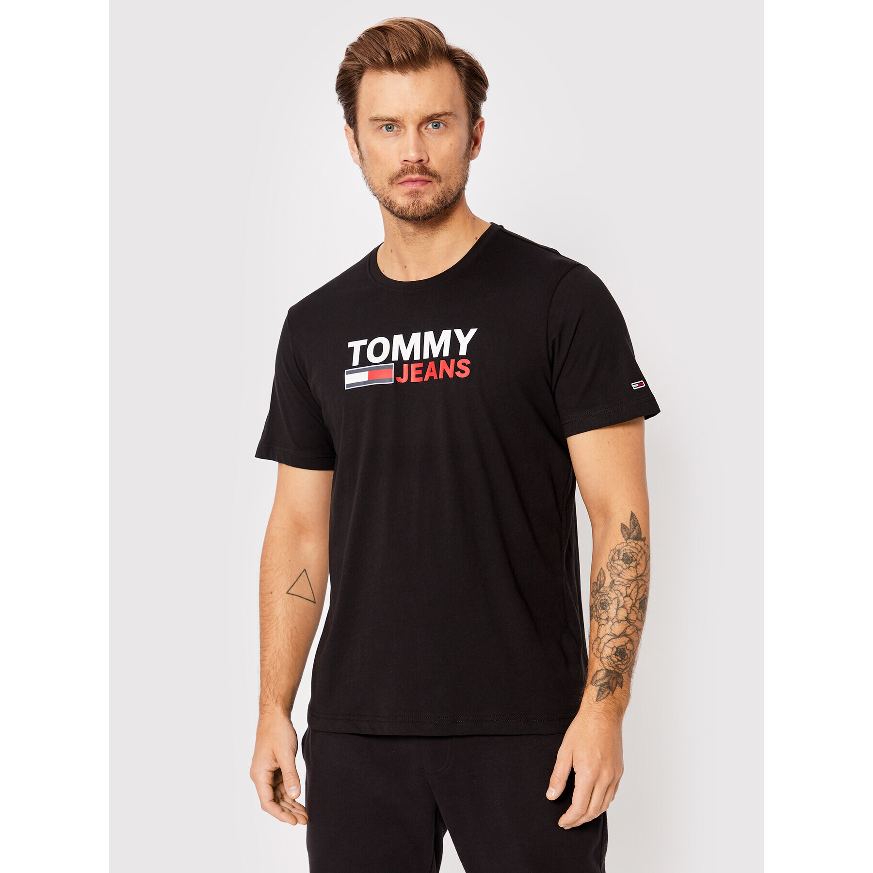 Tommy Jeans Tricou Corp Logo DM0DM15379 Negru Regular Fit - Pled.ro