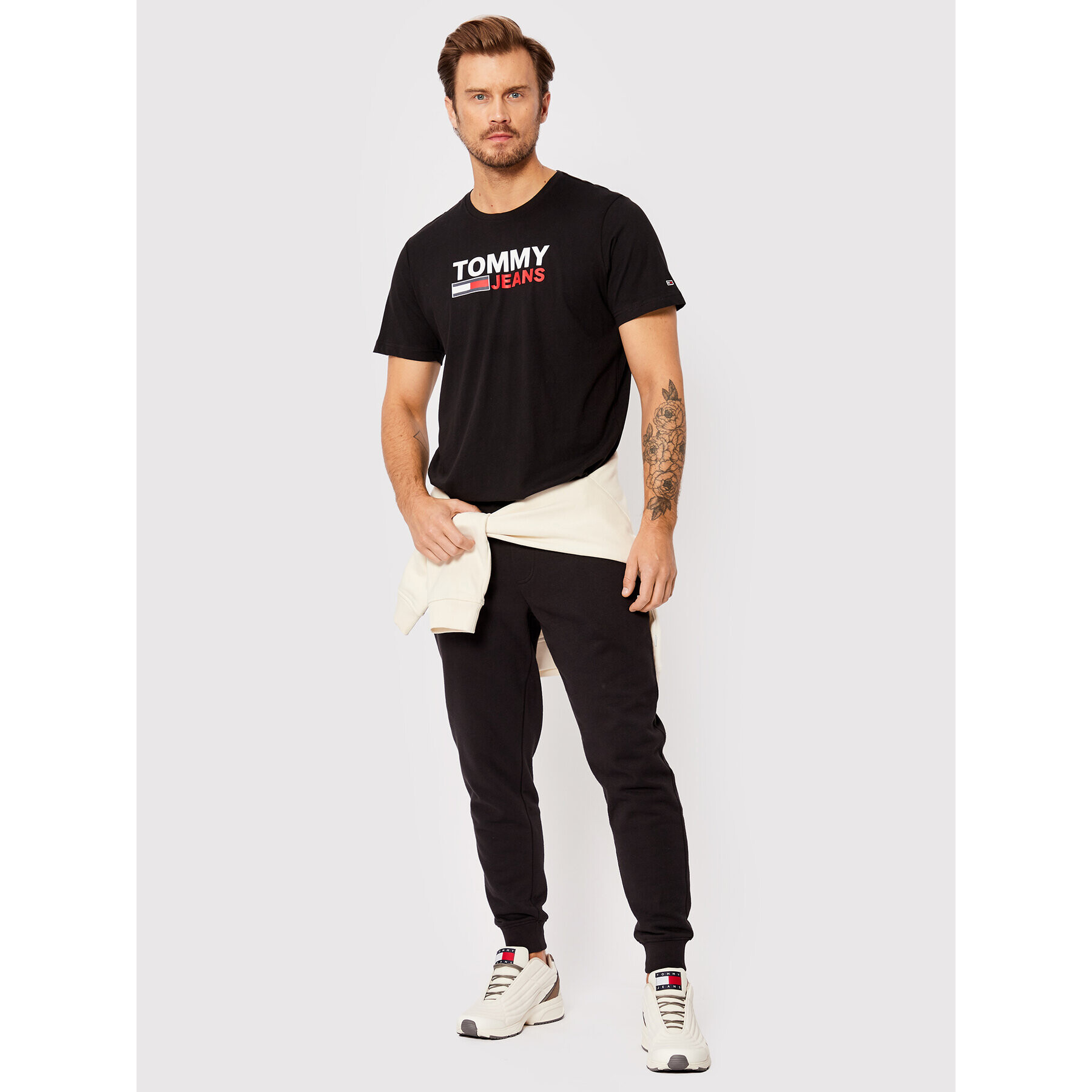 Tommy Jeans Tricou Corp Logo DM0DM15379 Negru Regular Fit - Pled.ro