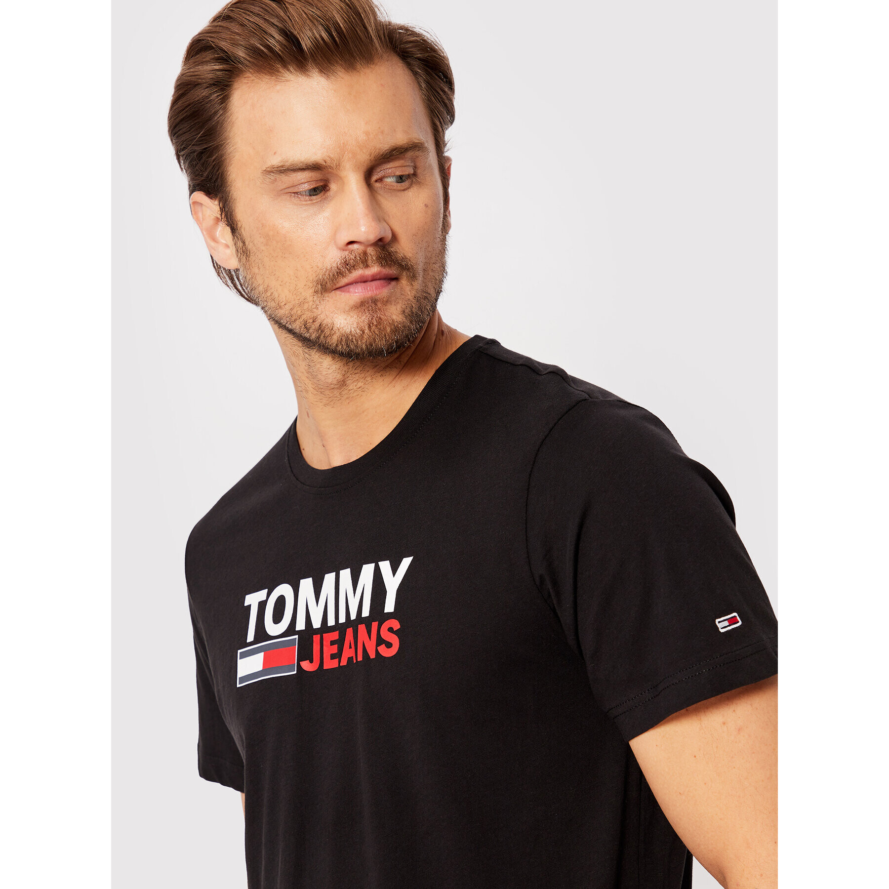 Tommy Jeans Tricou Corp Logo DM0DM15379 Negru Regular Fit - Pled.ro