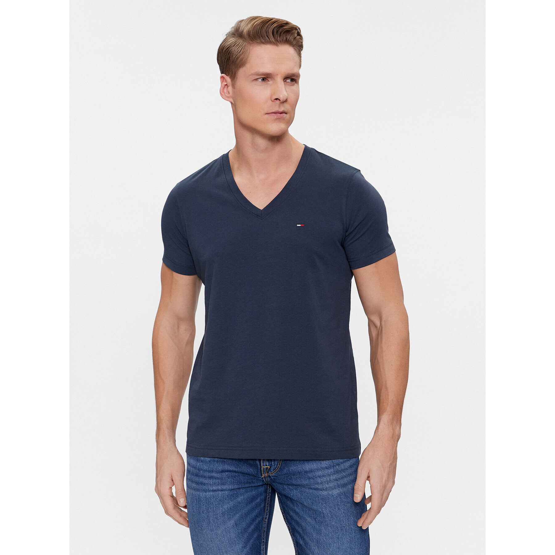 Tommy Jeans Tricou DM0DM04410 Bleumarin Regular Fit - Pled.ro