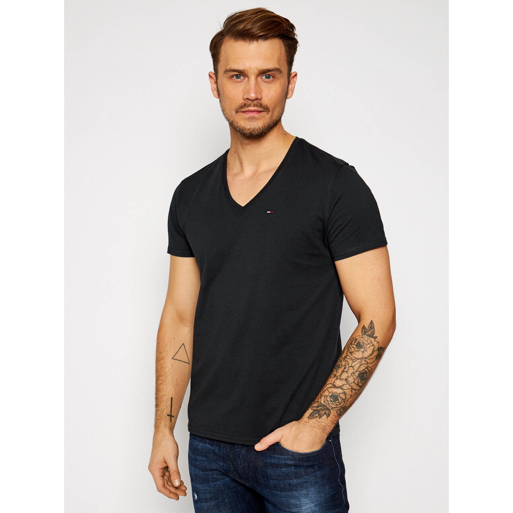 Tommy Jeans Tricou DM0DM04410 Negru Regular Fit - Pled.ro