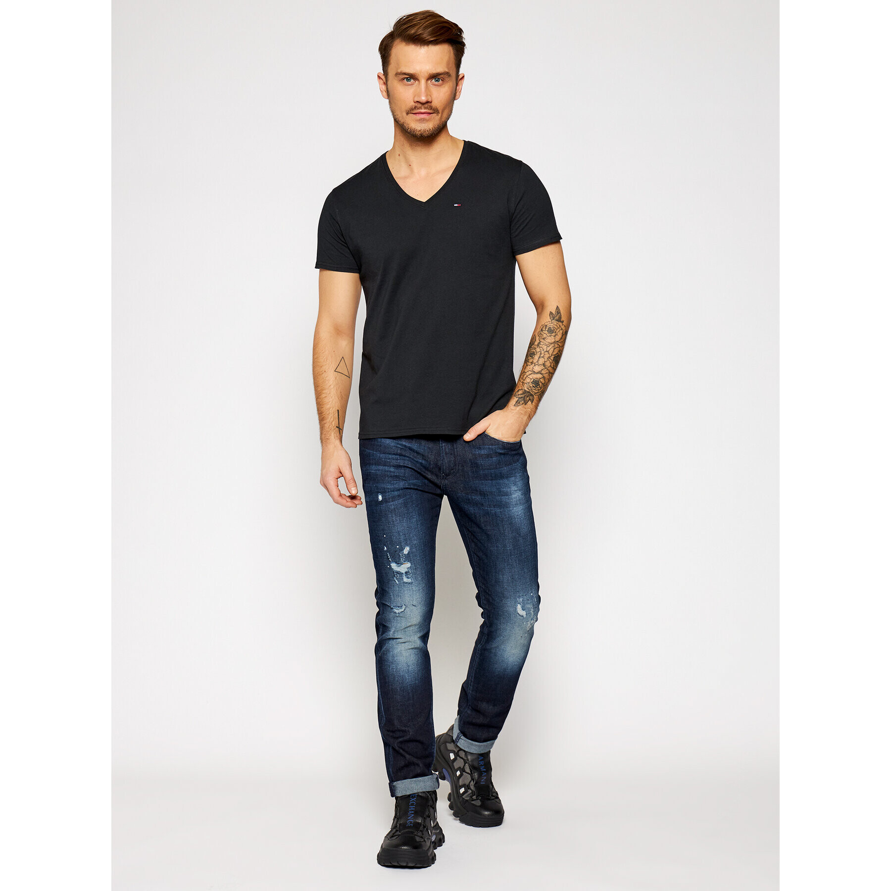 Tommy Jeans Tricou DM0DM04410 Negru Regular Fit - Pled.ro