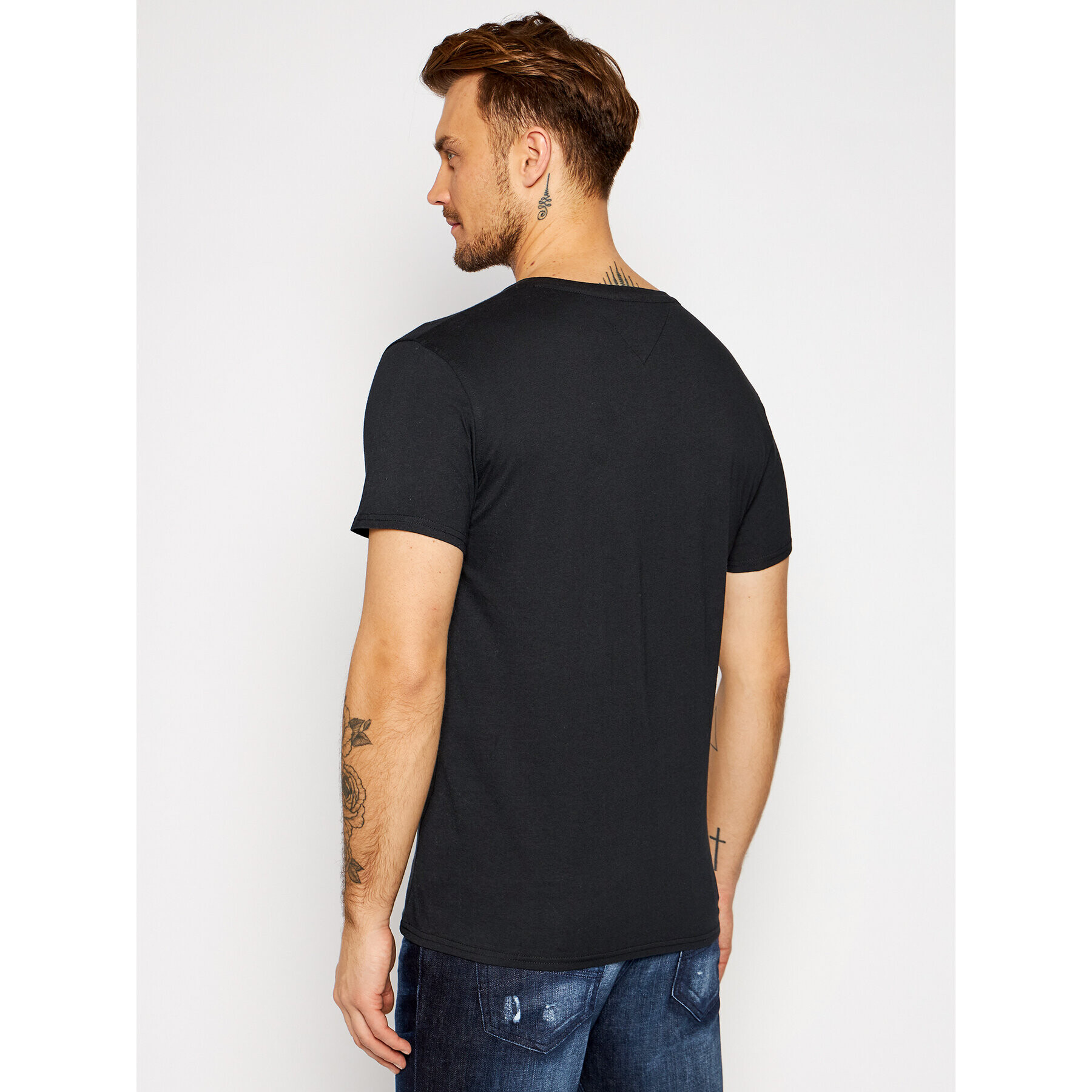 Tommy Jeans Tricou DM0DM04410 Negru Regular Fit - Pled.ro