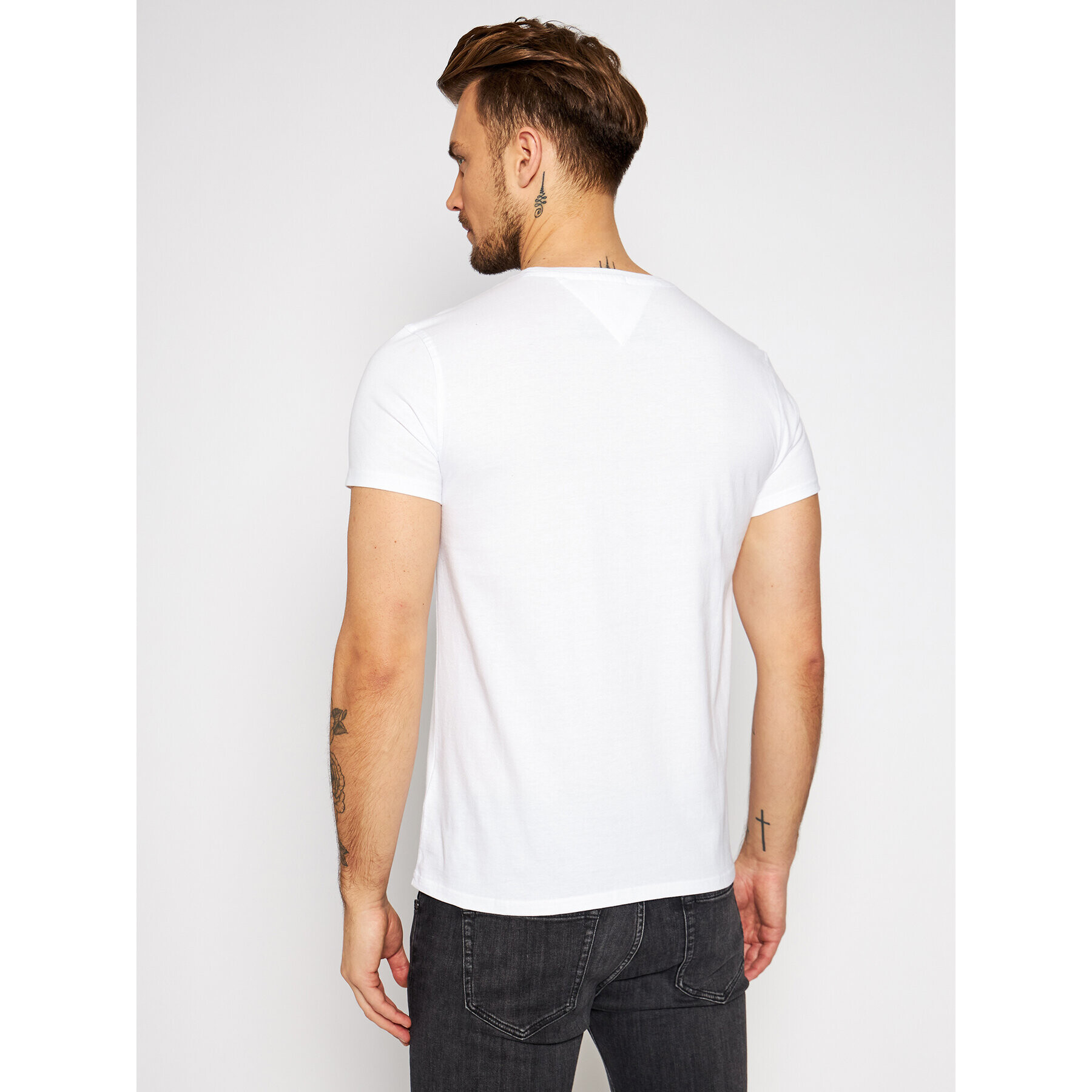 Tommy Jeans Tricou DM0DM04411 Alb Regular Fit - Pled.ro