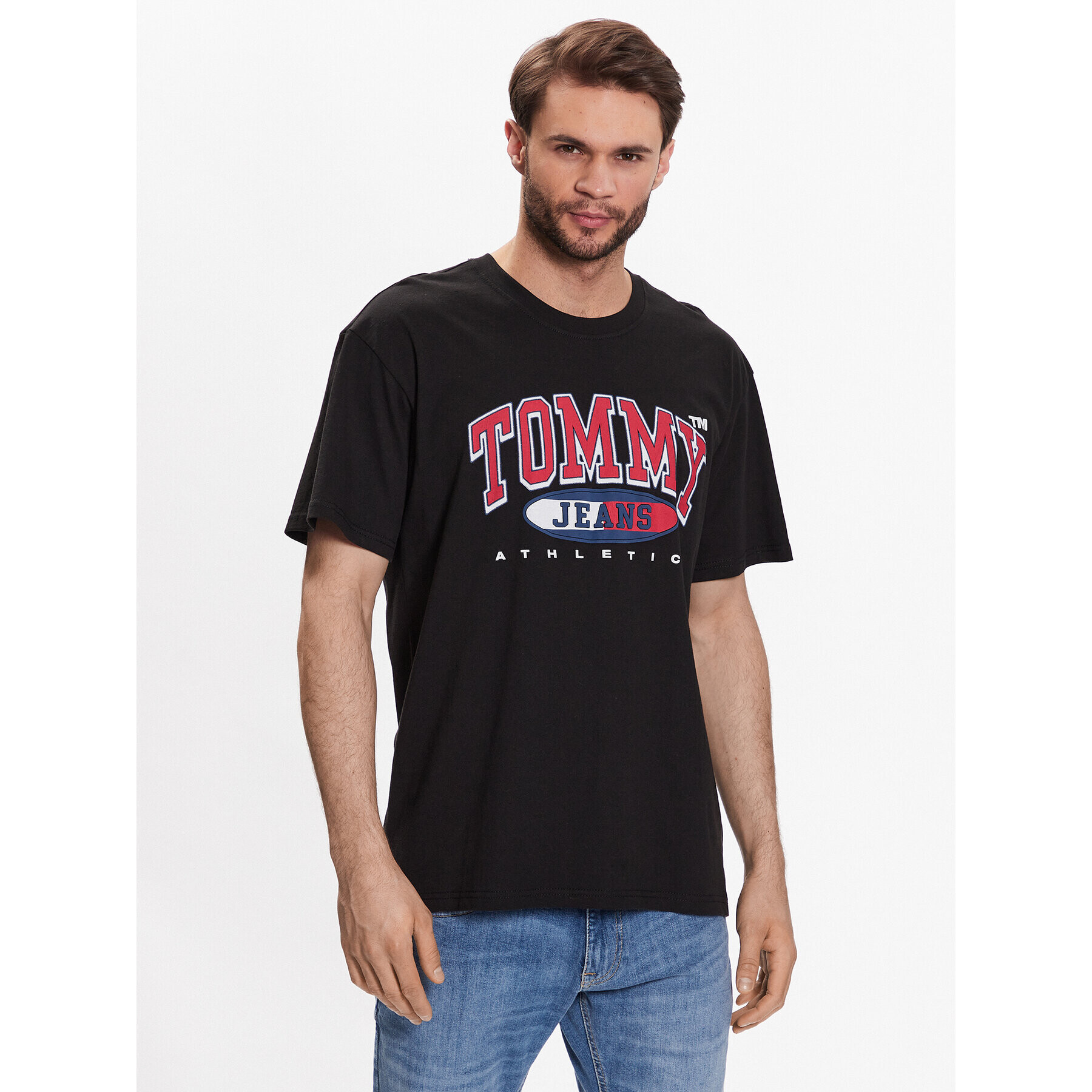 Tommy Jeans Tricou DM0DM16407 Negru Relaxed Fit - Pled.ro