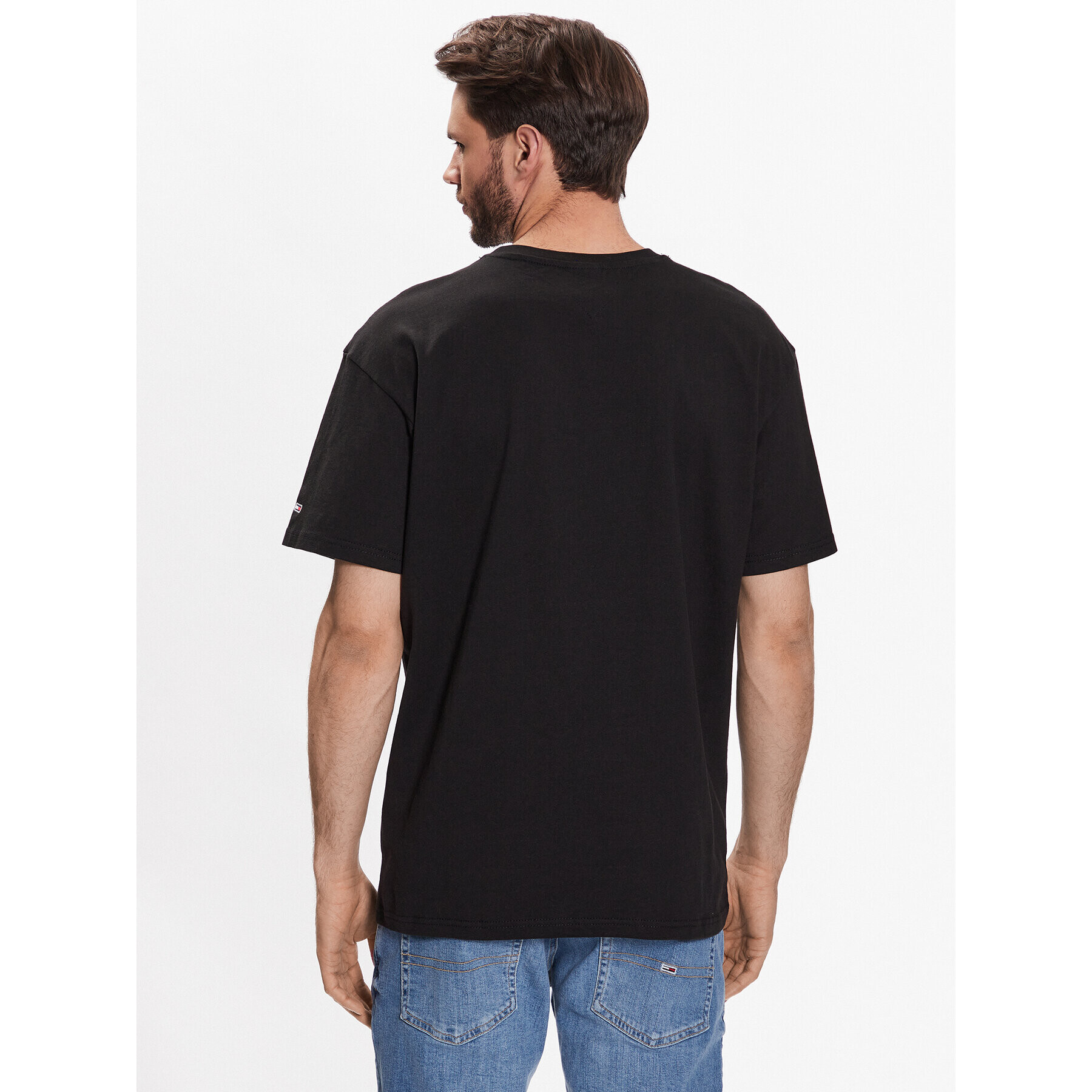 Tommy Jeans Tricou DM0DM16407 Negru Relaxed Fit - Pled.ro