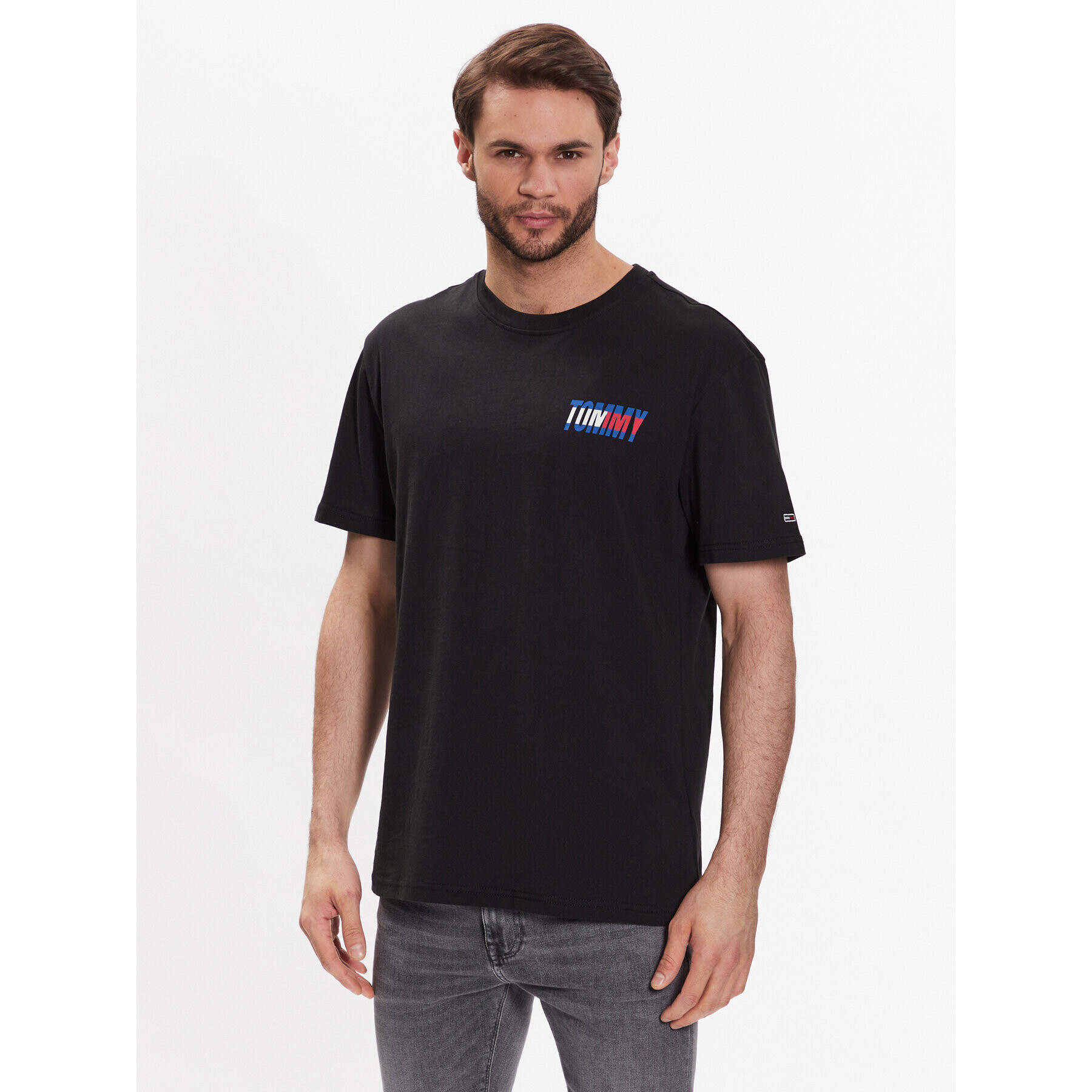 Tommy Jeans Tricou DM0DM16408 Negru Regular Fit - Pled.ro