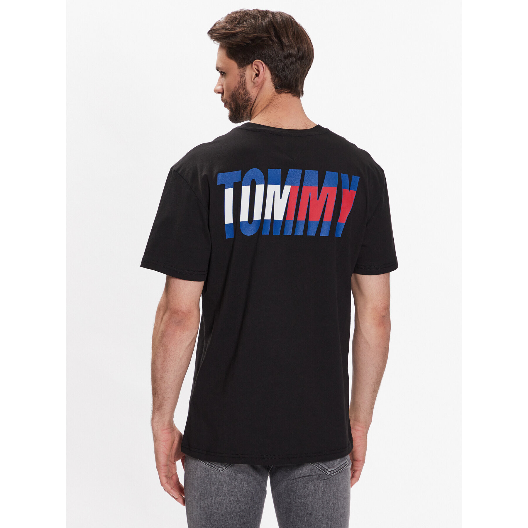 Tommy Jeans Tricou DM0DM16408 Negru Regular Fit - Pled.ro