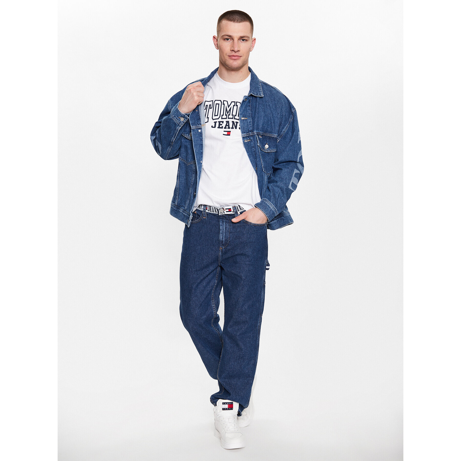 Tommy Jeans Tricou DM0DM16831 Alb Regular Fit - Pled.ro