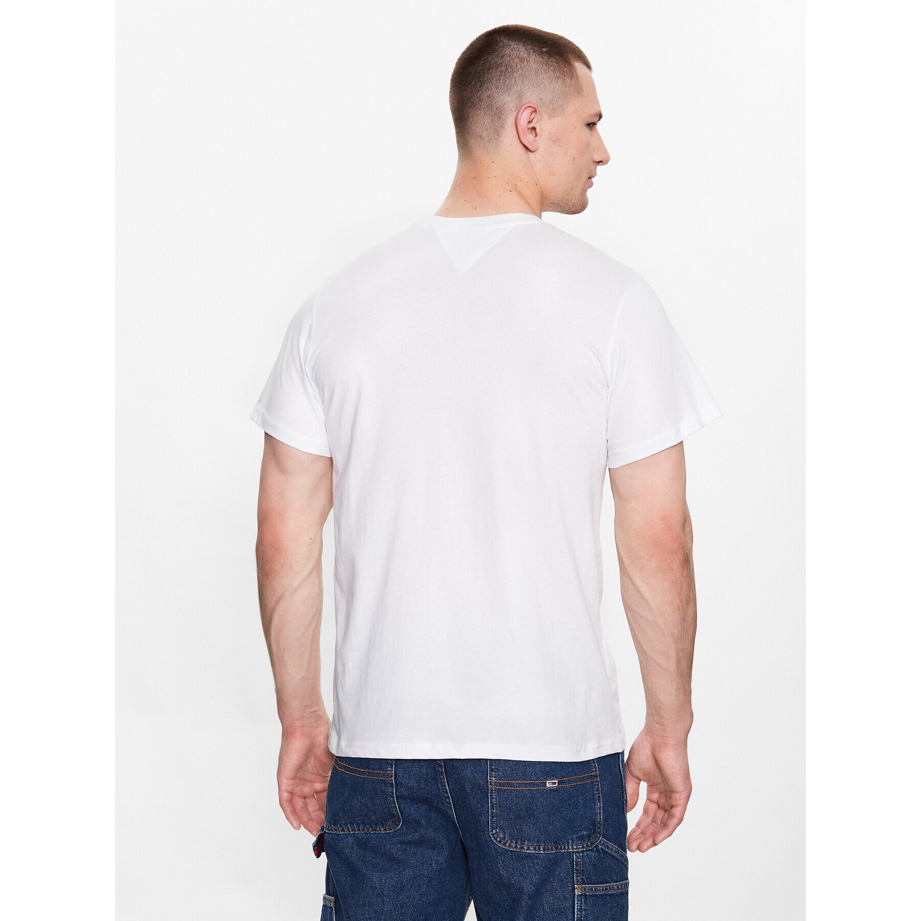 Tommy Jeans Tricou DM0DM16831 Alb Regular Fit - Pled.ro