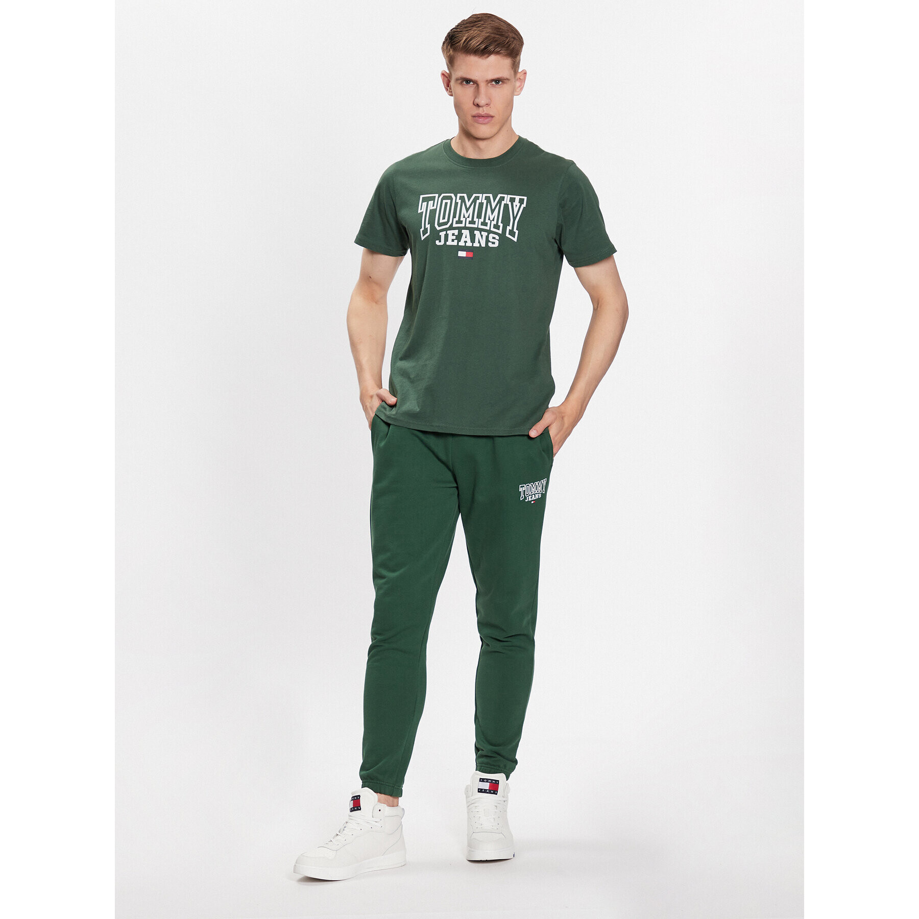 Tommy Jeans Tricou DM0DM16831 Verde Regular Fit - Pled.ro