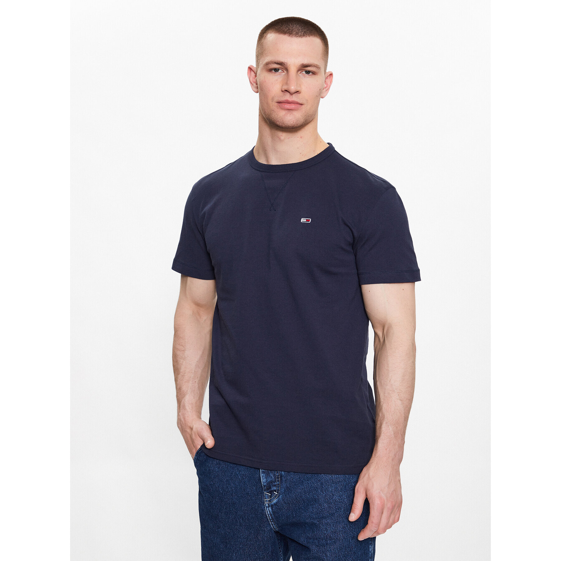 Tommy Jeans Tricou DM0DM16882 Bleumarin Regular Fit - Pled.ro