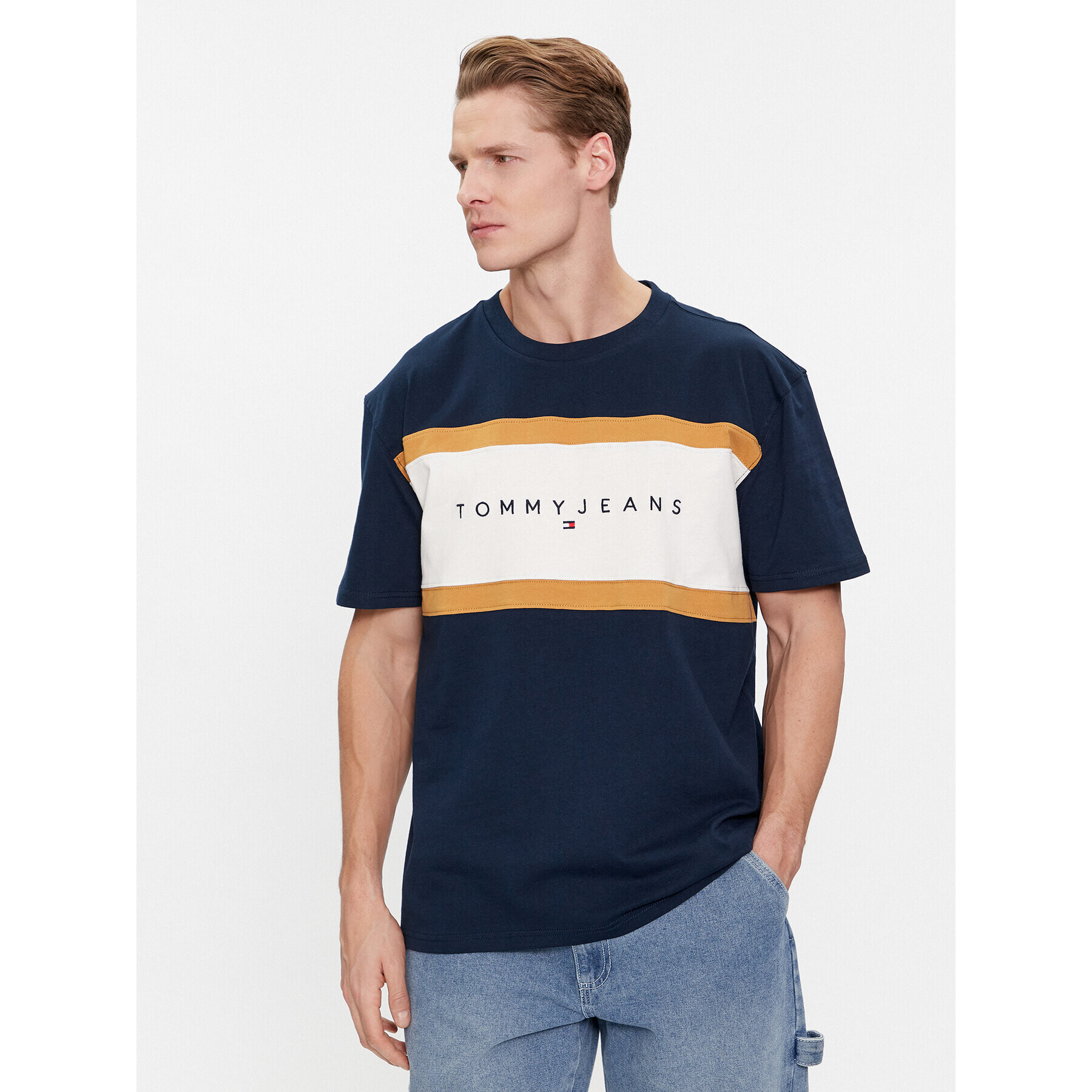 Tommy Jeans Tricou DM0DM18427 Bleumarin Regular Fit - Pled.ro