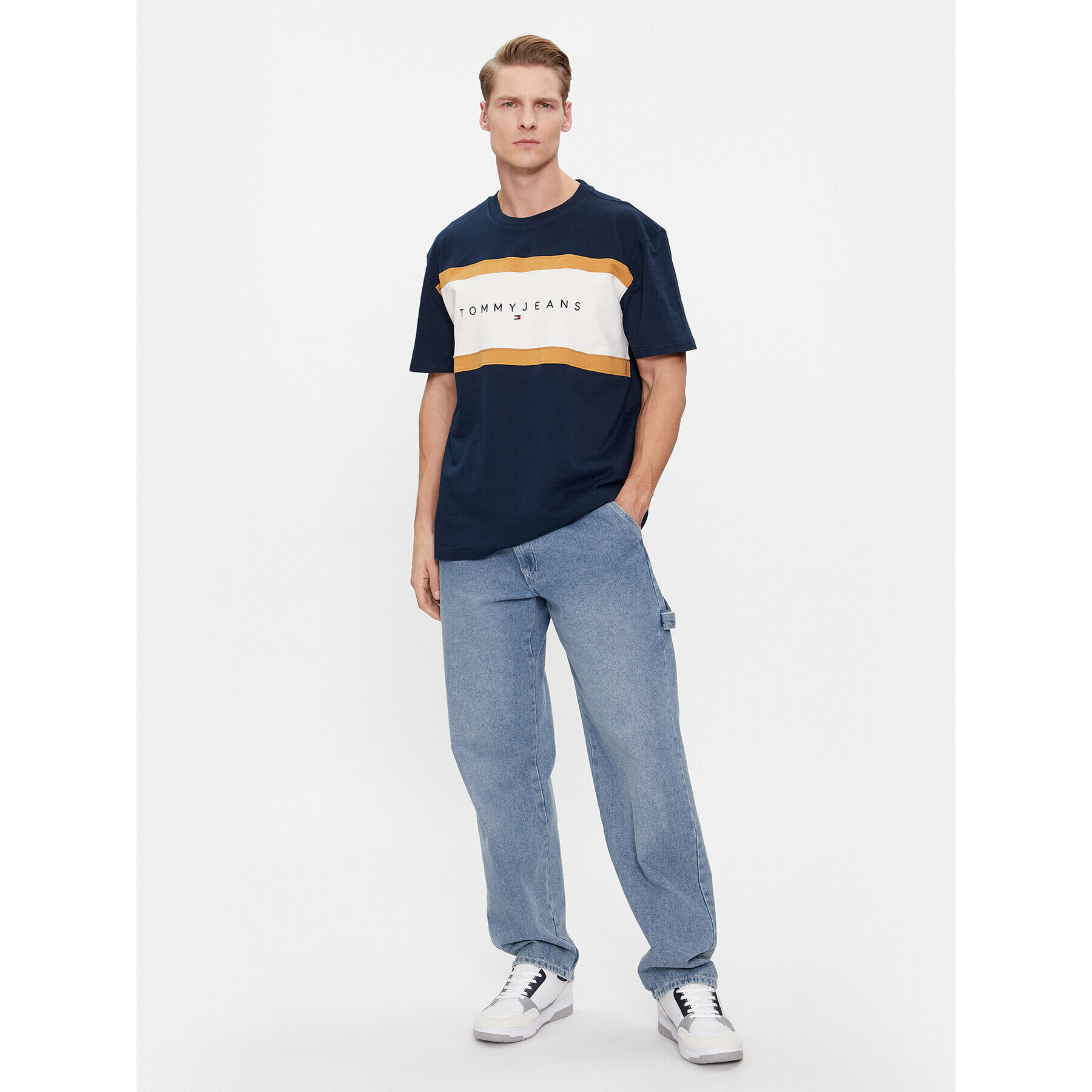 Tommy Jeans Tricou DM0DM18427 Bleumarin Regular Fit - Pled.ro