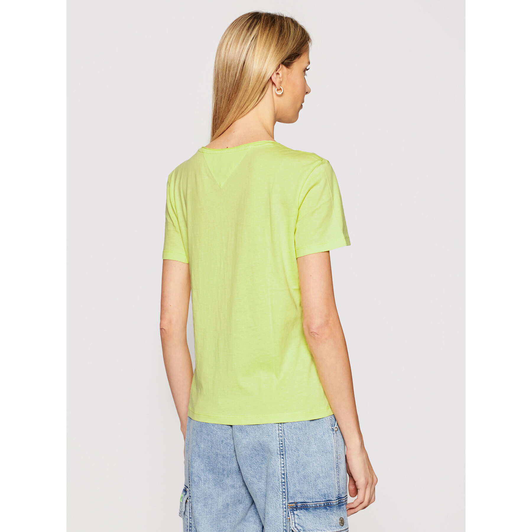 Tommy Jeans Tricou DW0DW09194 Verde Slim Fit - Pled.ro