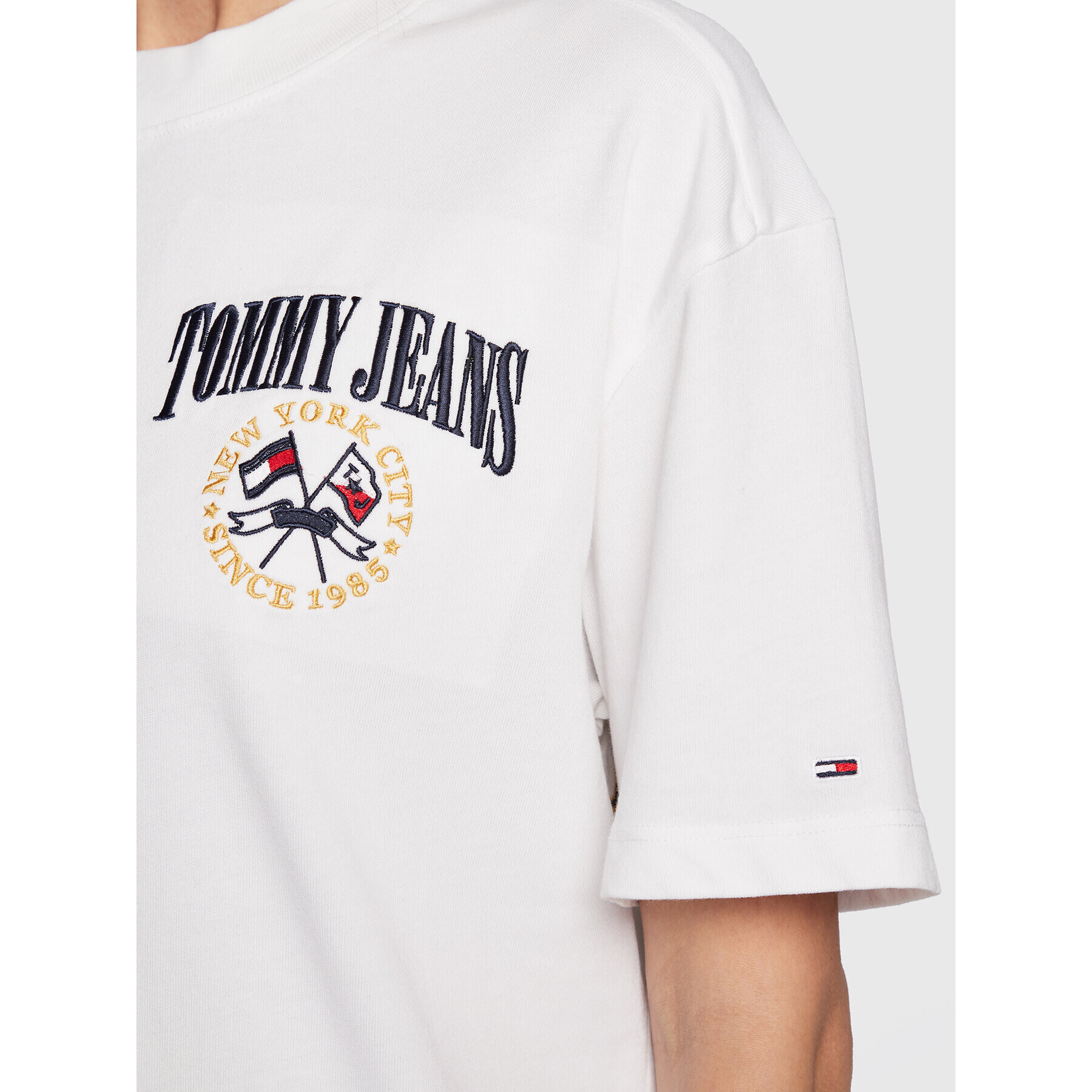 Tommy Jeans Tricou DW0DW14384 Alb Oversize - Pled.ro