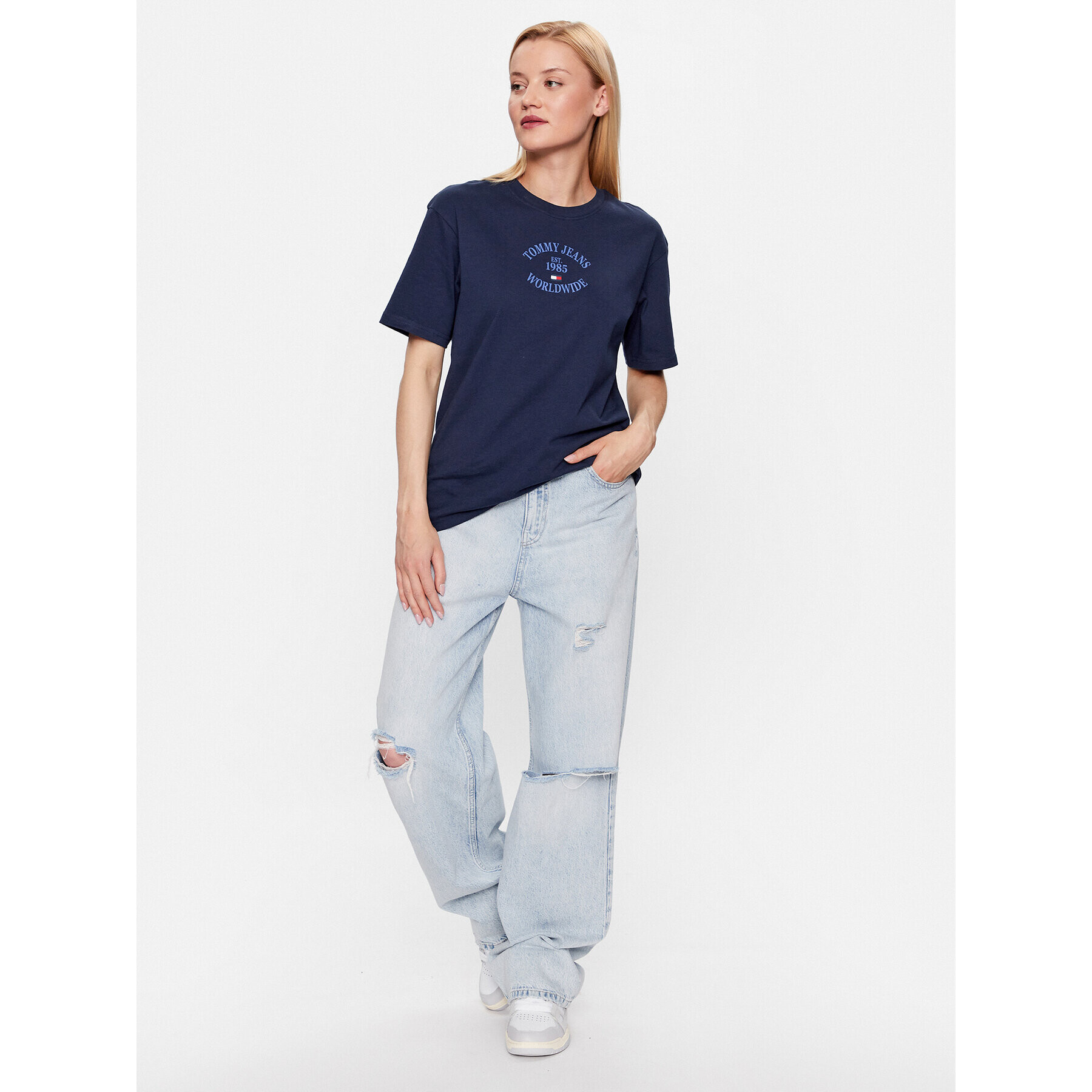 Tommy Jeans Tricou DW0DW16147 Bleumarin Relaxed Fit - Pled.ro