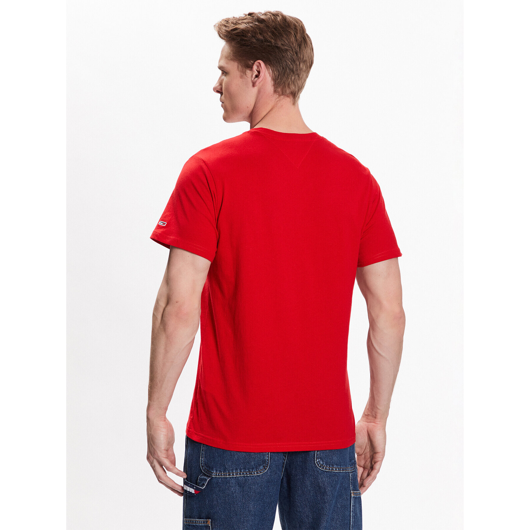 Tommy Jeans Tricou Essential DM0DM16405 Roșu Regular Fit - Pled.ro